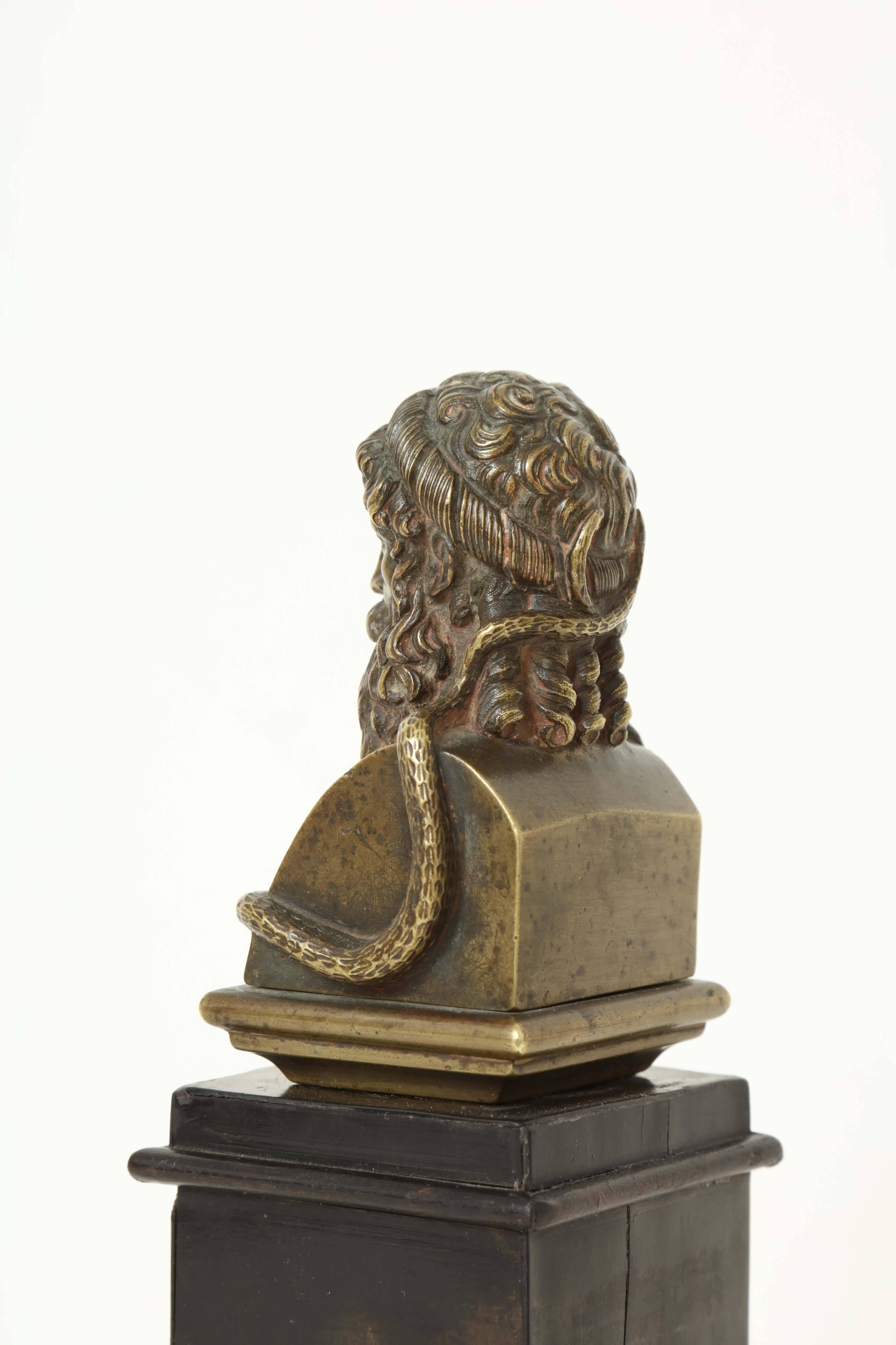 Early 19th Century Italian Bronze Bust of Asclepius For Sale 5