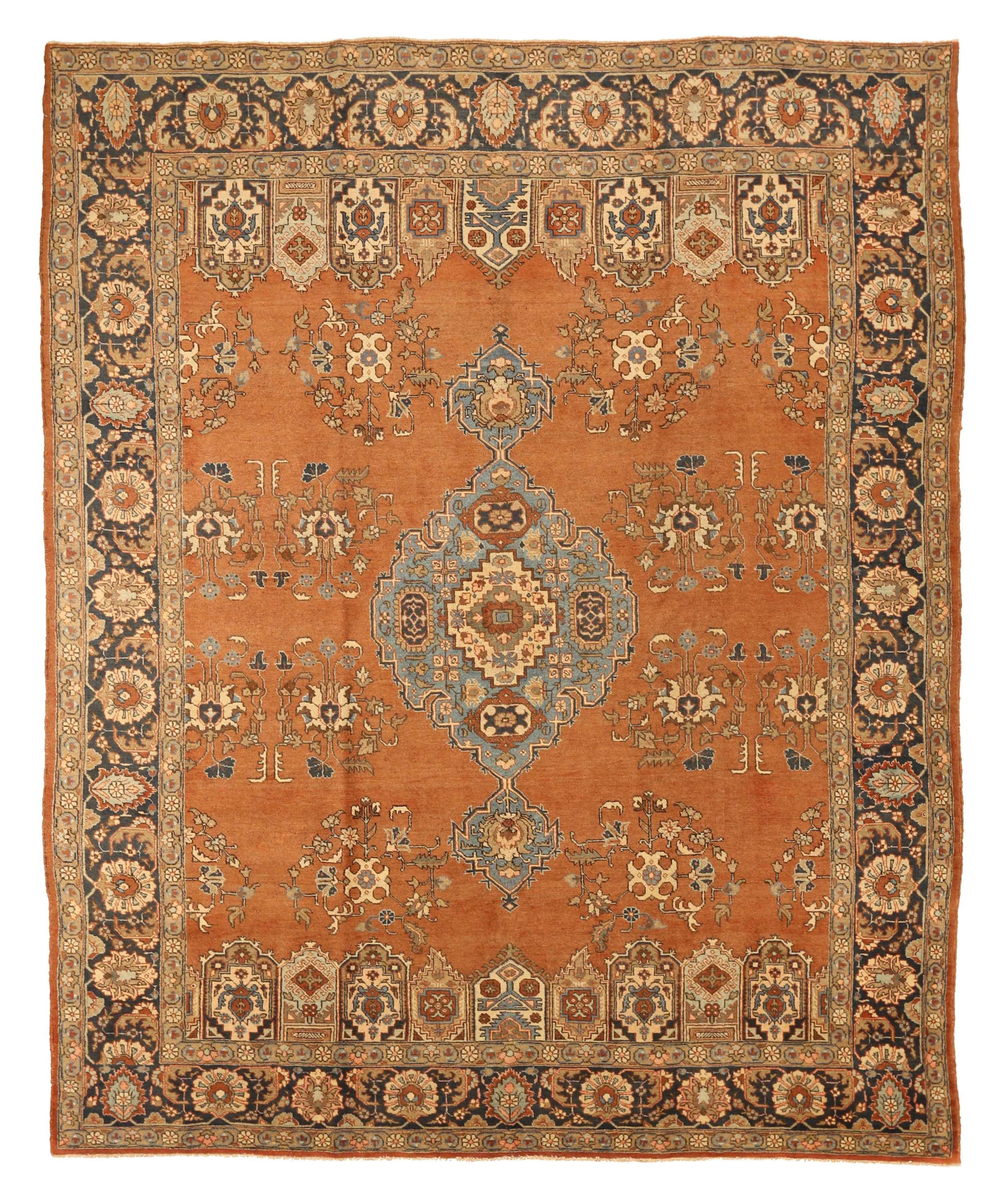 Tappeti persiani Khoi - Lana Blu Avorio Arancione 10346