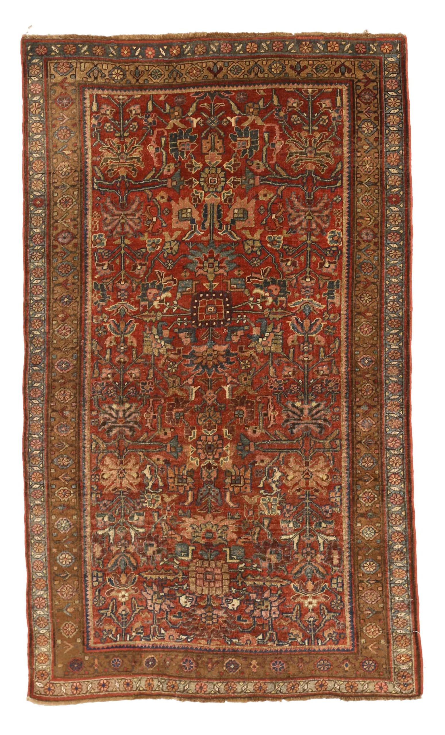 Persian Bijar Small Rug - Wool Red 10325