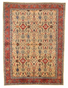 Persian Tabriz Area Rugs Circa 1910 - Wool Ivory 10495
