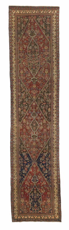 Tapis persan Bijar - Laine bleu marine rouge 10431