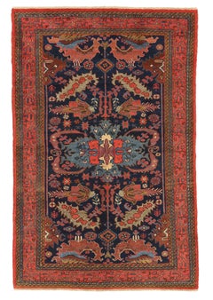 Tappeto persiano Hamadan piccolo - lana blu navy rosso 10504