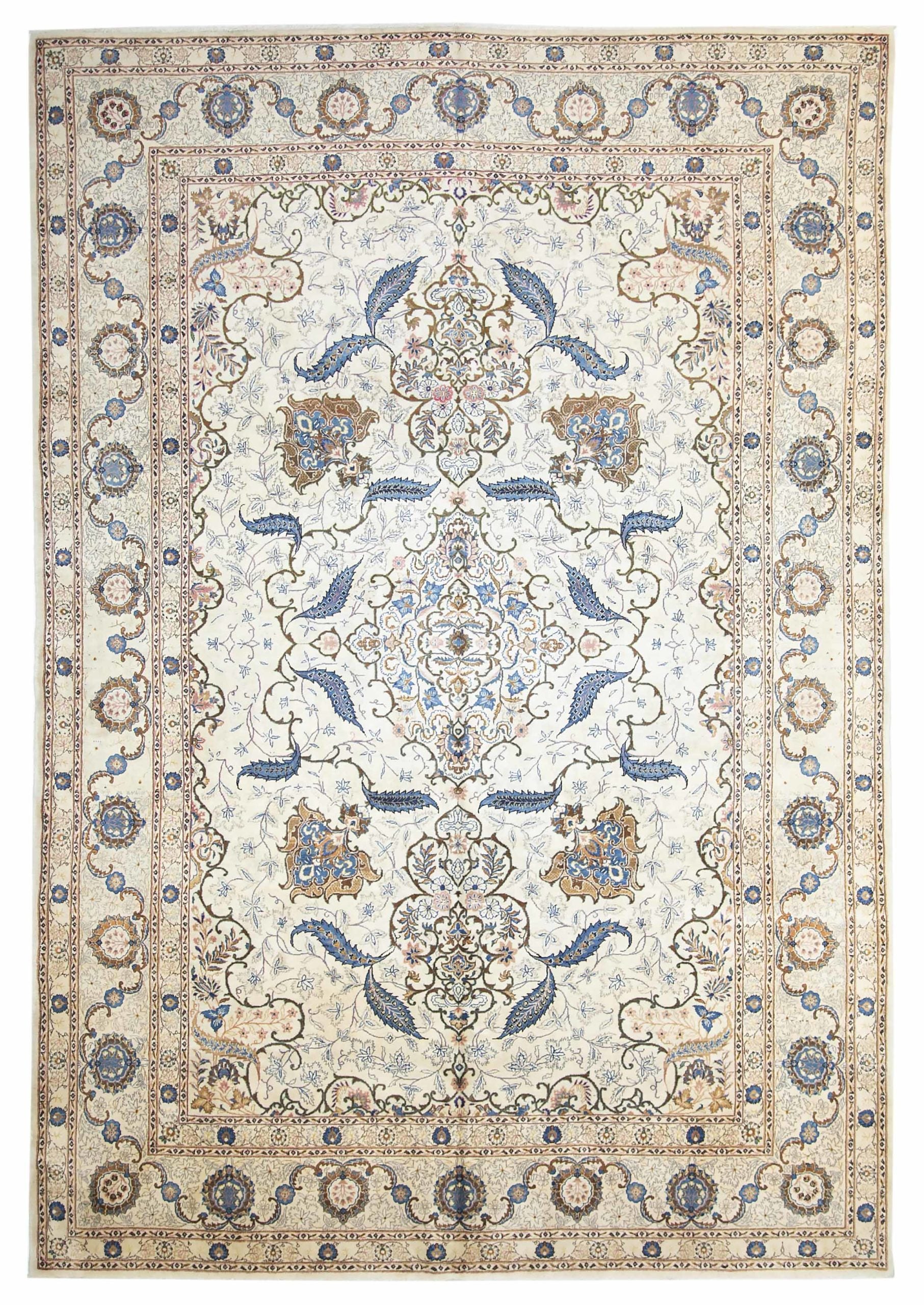 Tapis persans Kashan - Laine bleu ivoire 10563