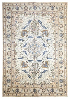 Tapis persans Kashan - Laine bleu ivoire 10563