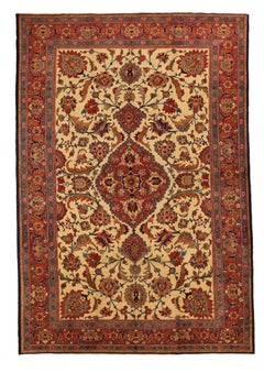 Persian Tabriz Area Rugs - Wool Ivory Red 10642