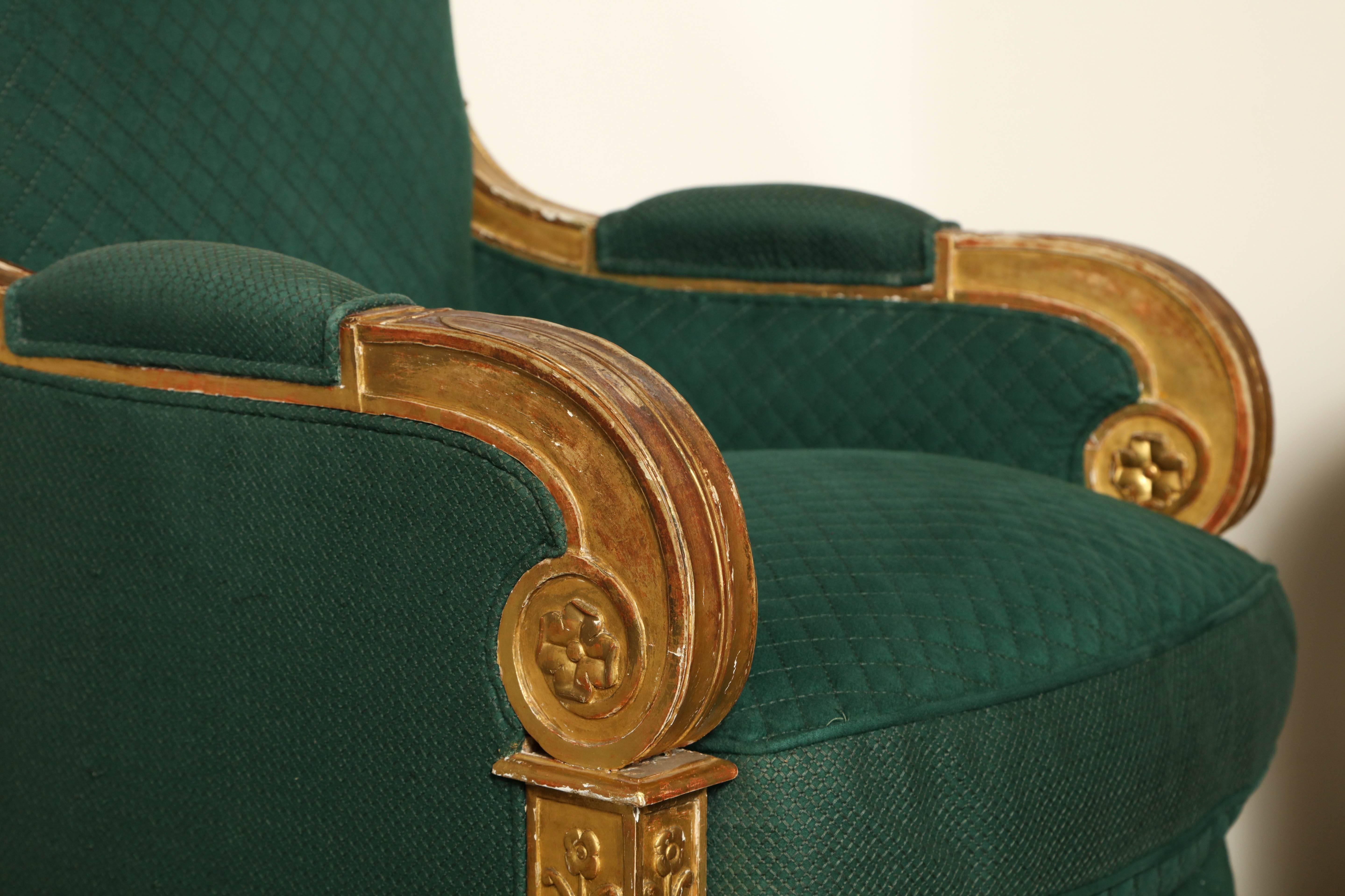 Pair of French Gilded Armchairs Provenance Versace In Good Condition For Sale In New York, NY