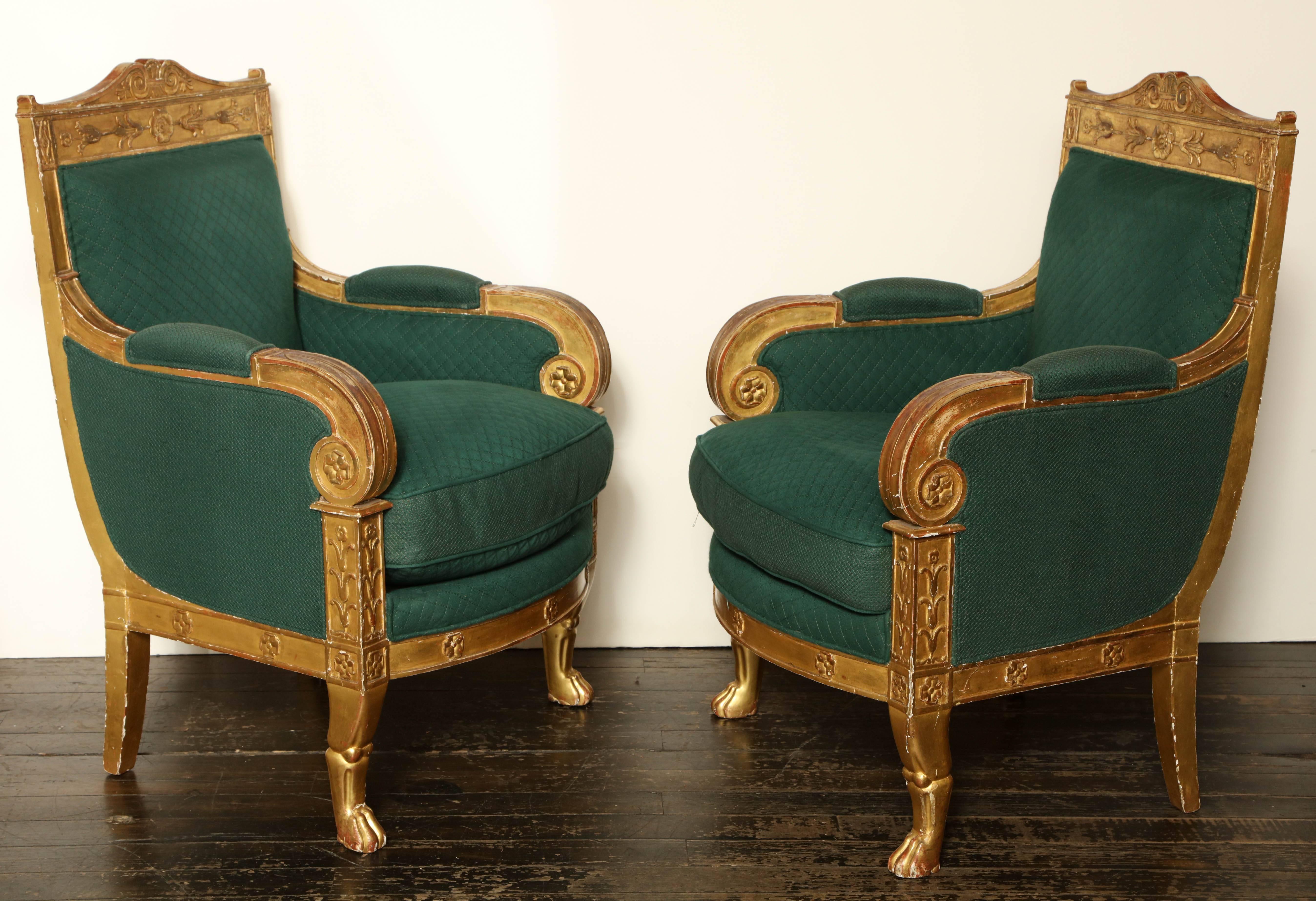 18th Century Pair of French Gilded Armchairs Provenance Versace For Sale