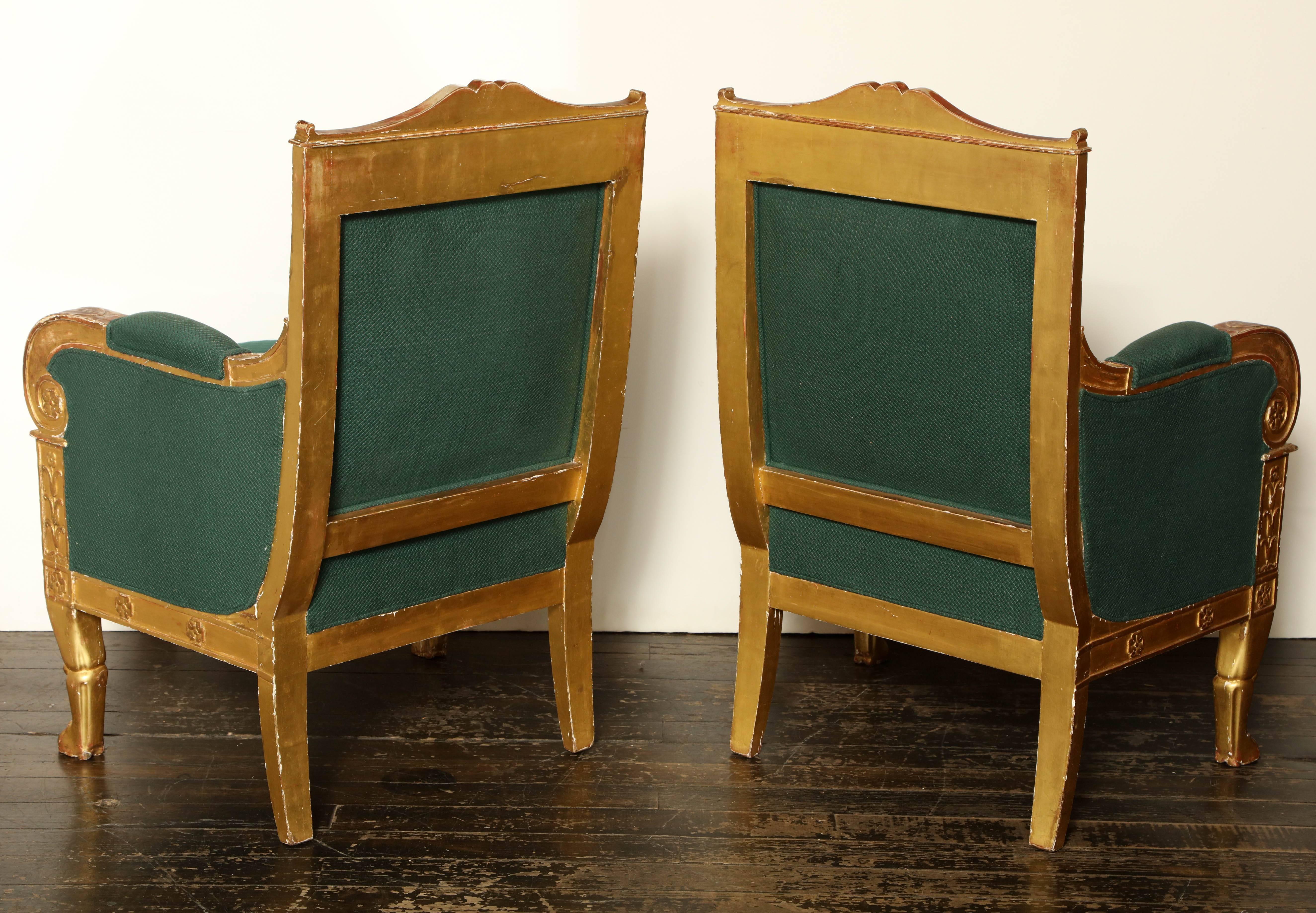 Pair of French Gilded Armchairs Provenance Versace For Sale 1