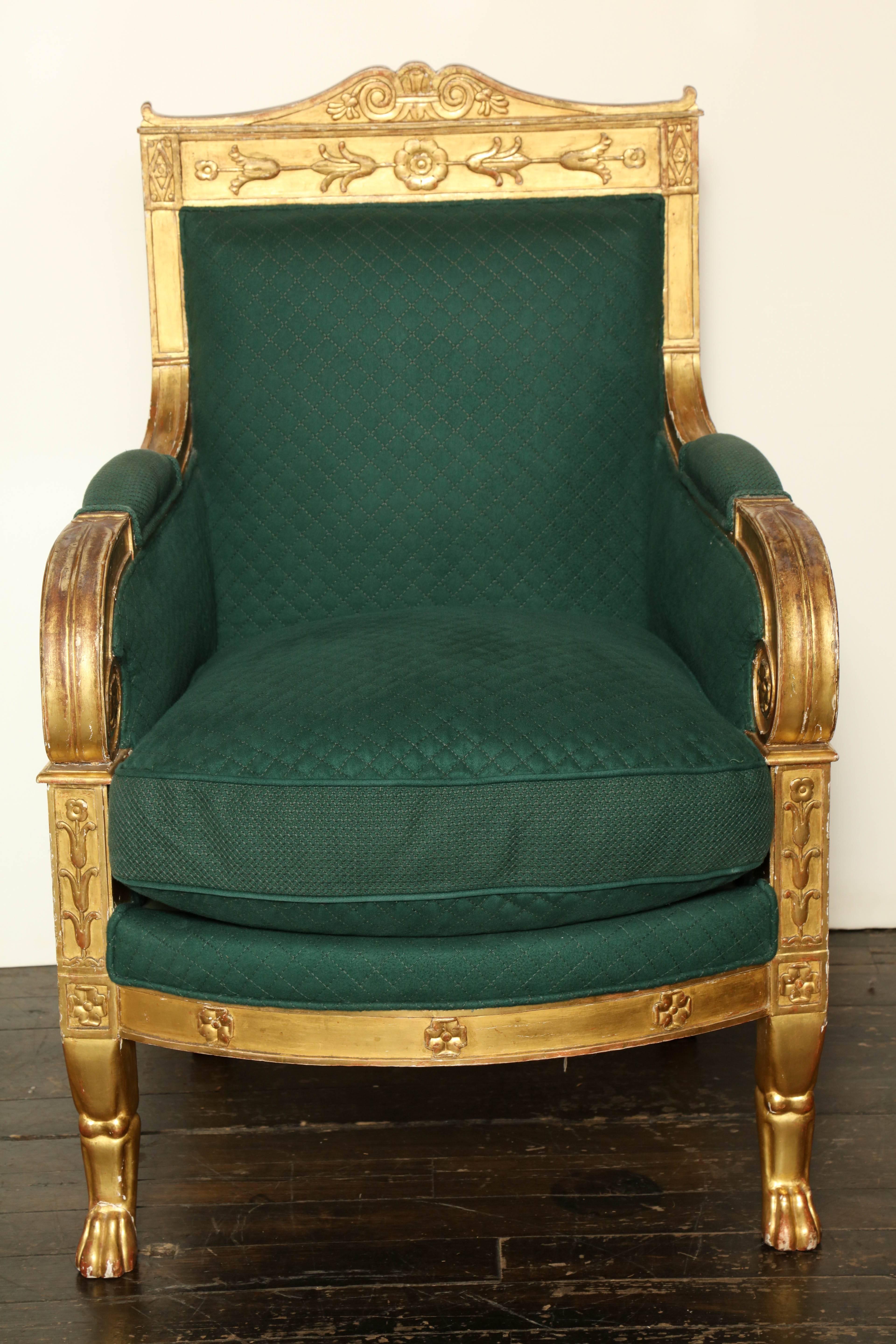 Pair of French Gilded Armchairs Provenance Versace For Sale 2