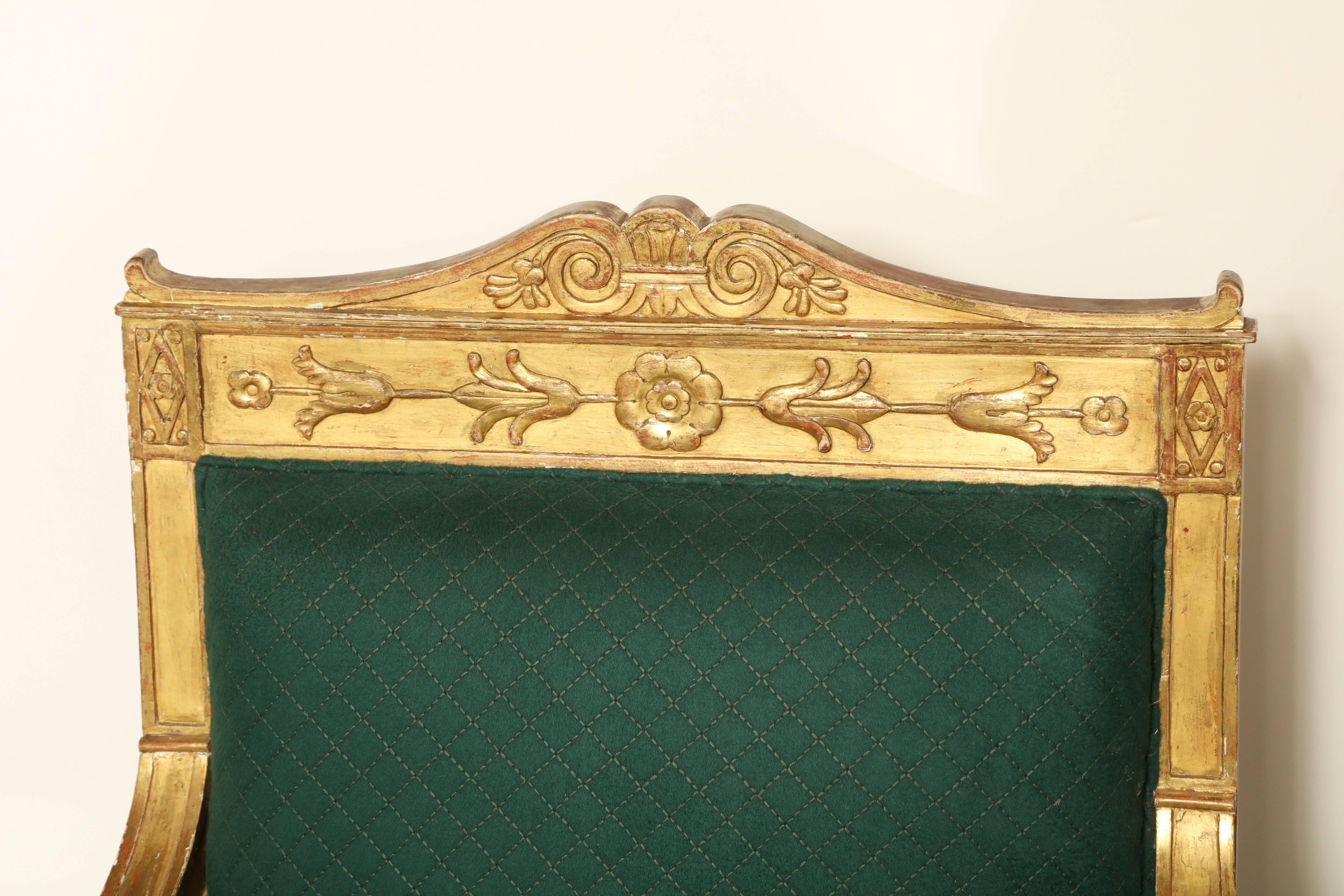 Pair of French Gilded Armchairs Provenance Versace For Sale 3