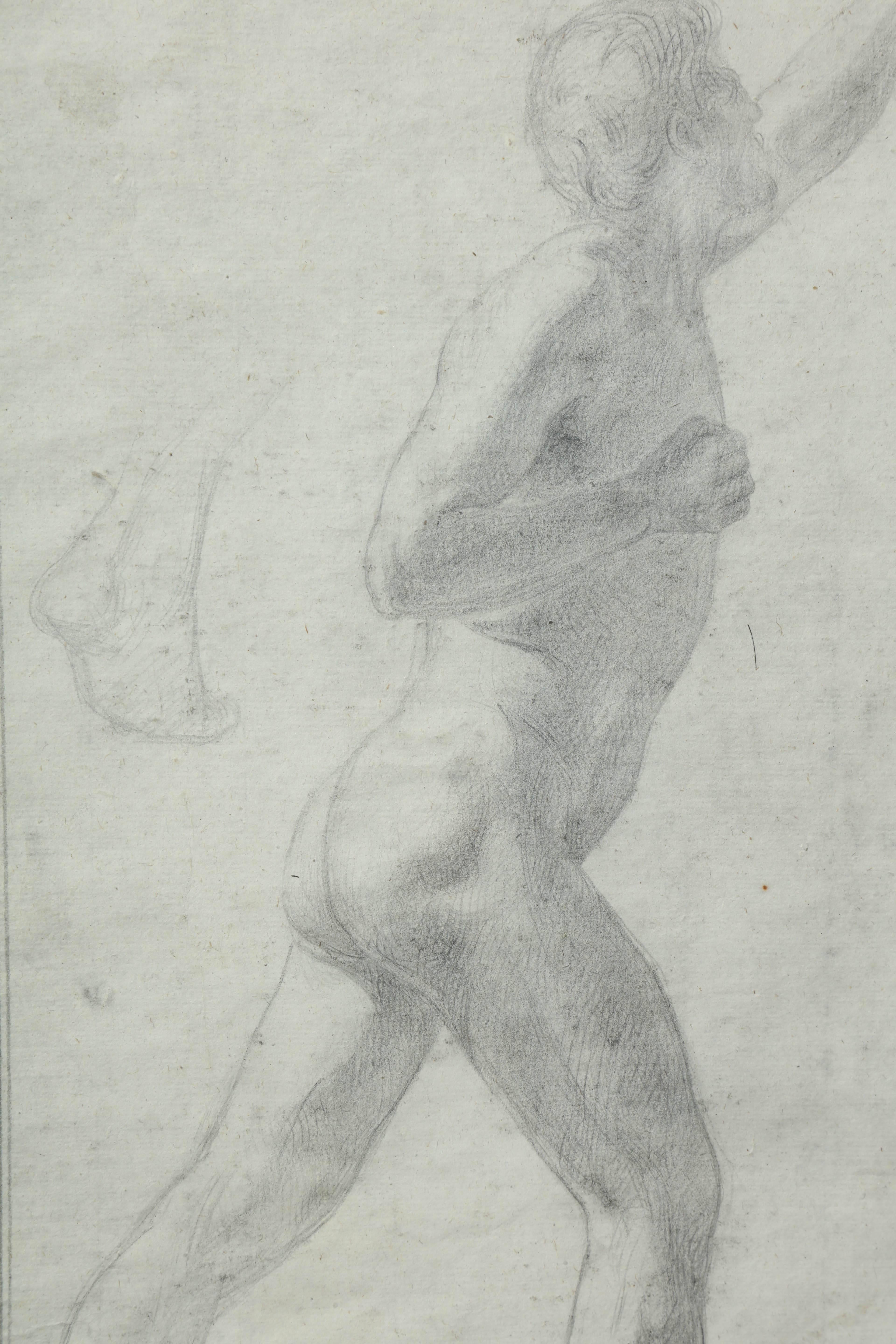 Irish Drawing of a Male Nude by Alfred Elmore For Sale