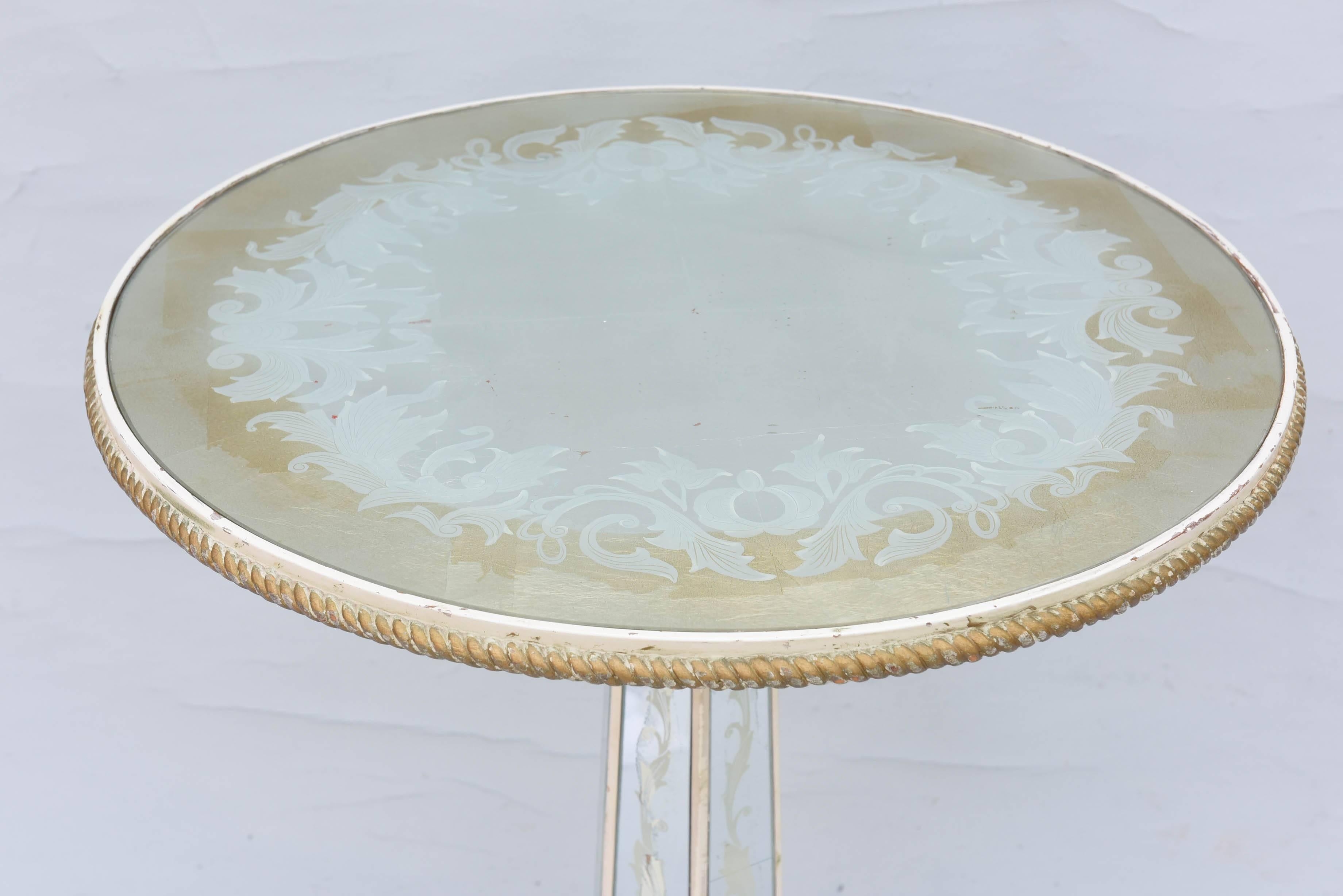 Mirror Italian Églomisé Occasional Pedestal Table