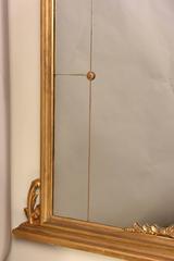 Large Sized, Victorian Giltwood Overmantle Mirror, with Scrolling Pediment