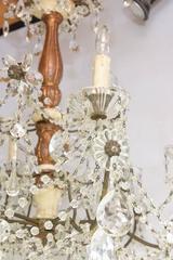 19th Century Italian Pricket Chandelier Draped in Crystal Beads