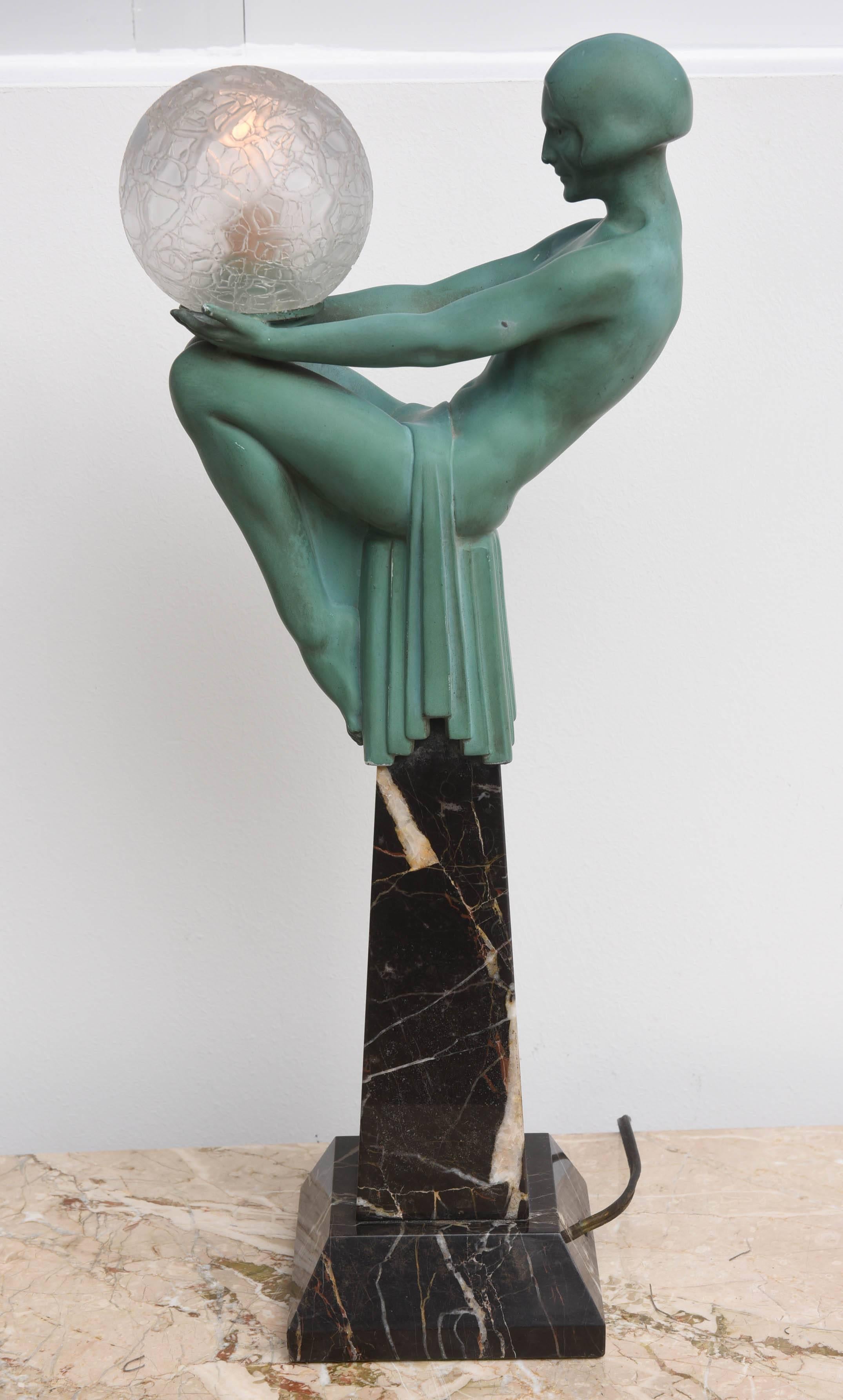 French Art Deco Lamp of a Figural-Female