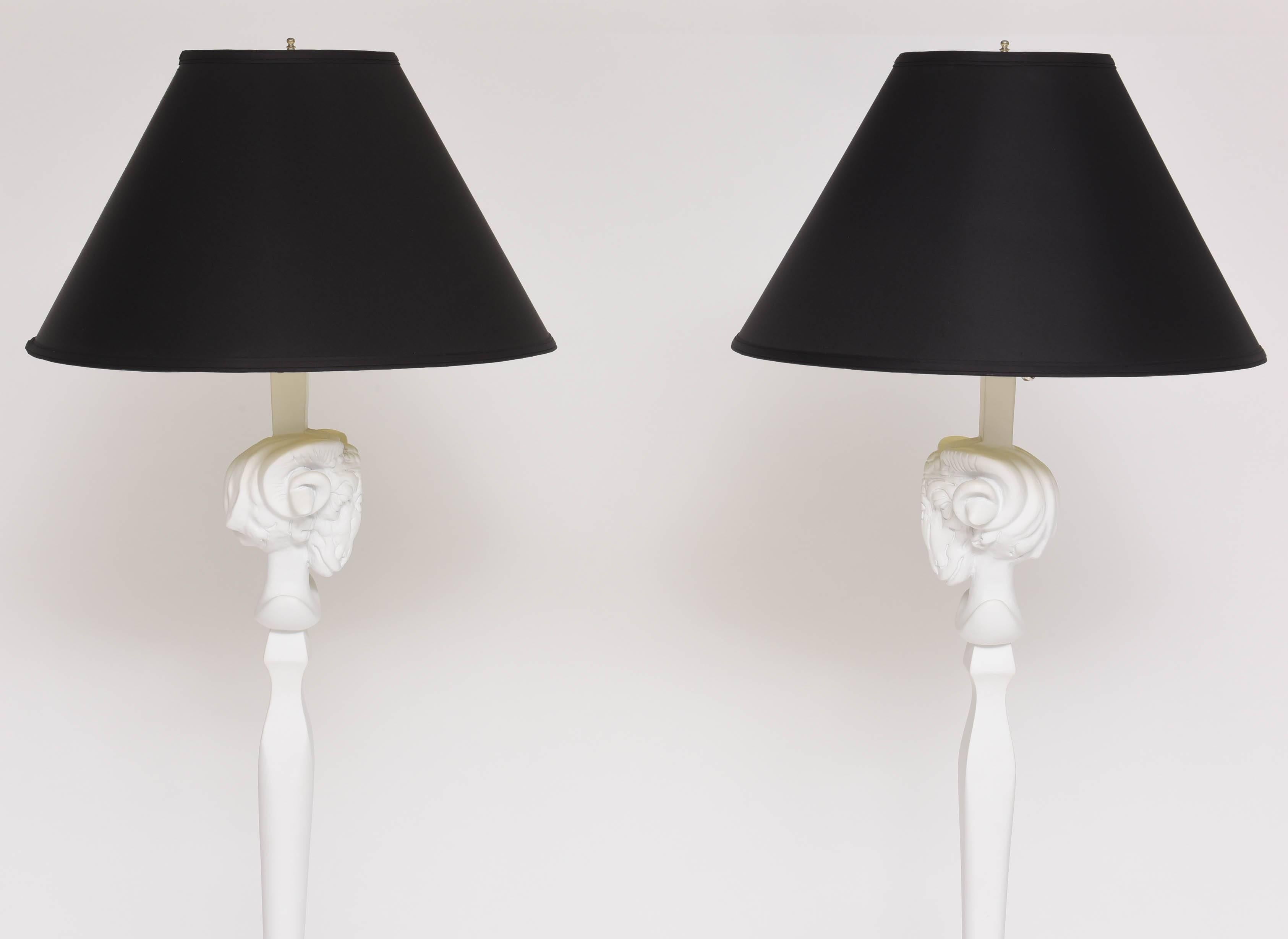 American Pair of Sirmos Style Floor Lamps with Rams Heads
