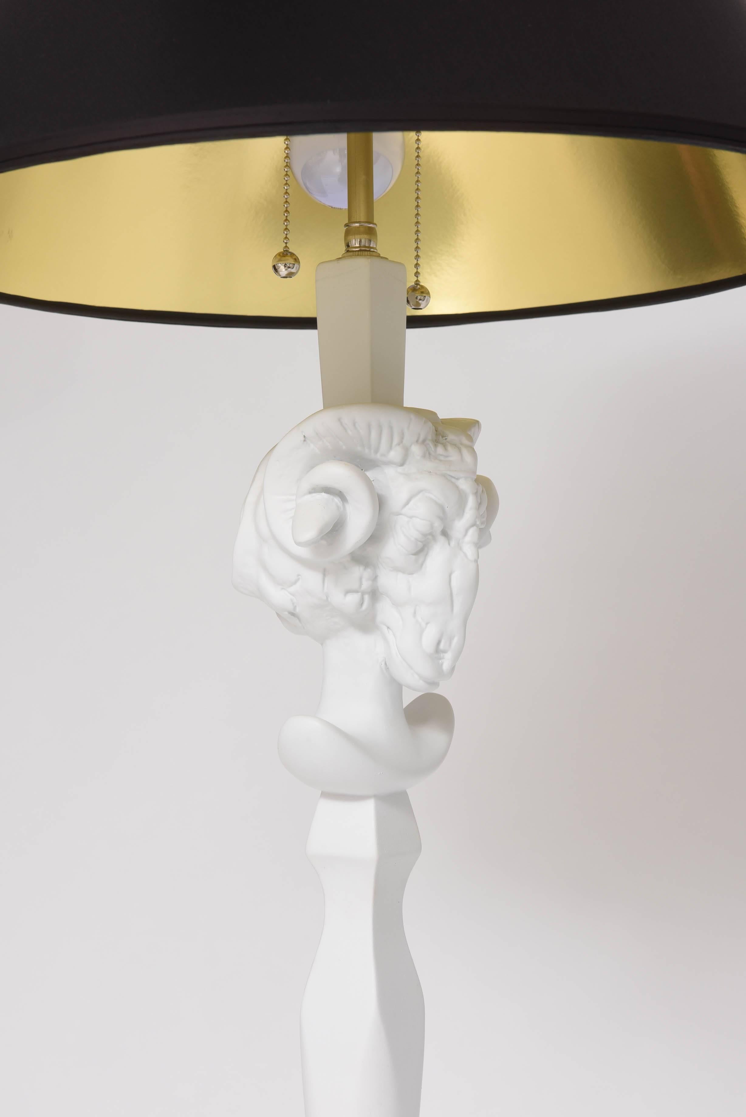 Pair of Sirmos Style Floor Lamps with Rams Heads In Good Condition In West Palm Beach, FL