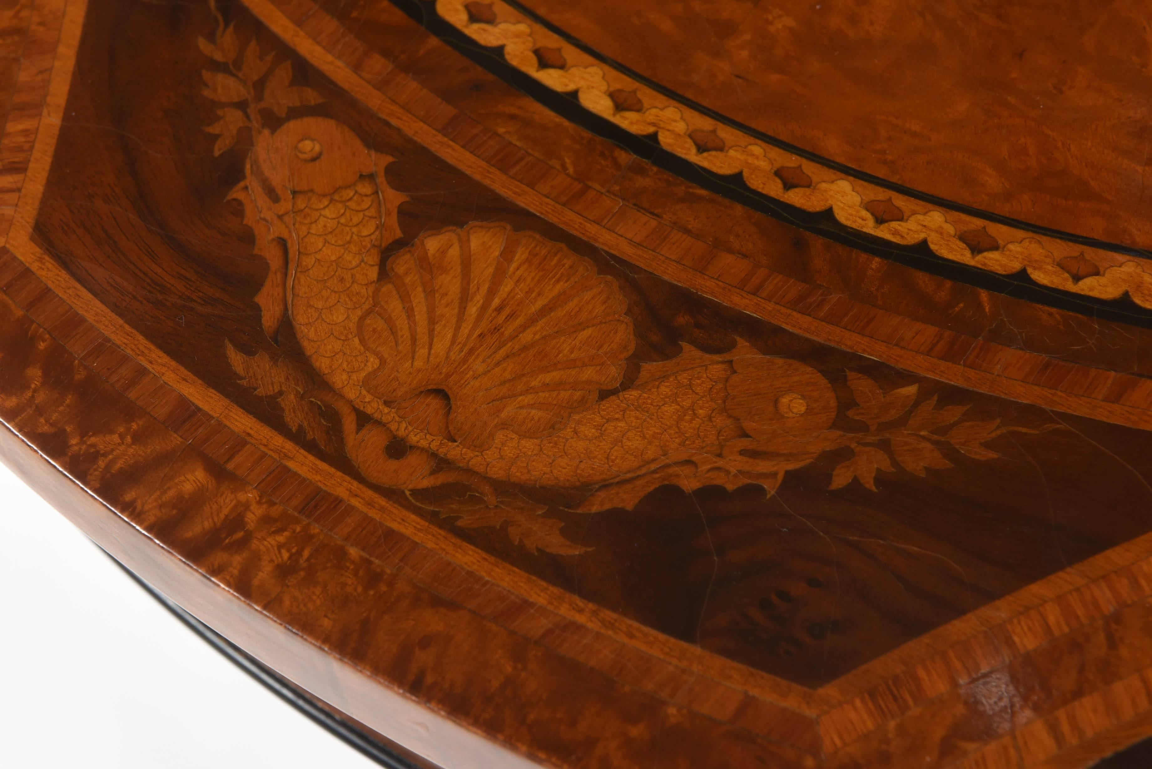 Neoclassical Style Center Table with Marquetry Top, Rho Mobili D' Epoca, Italy In Excellent Condition In West Palm Beach, FL