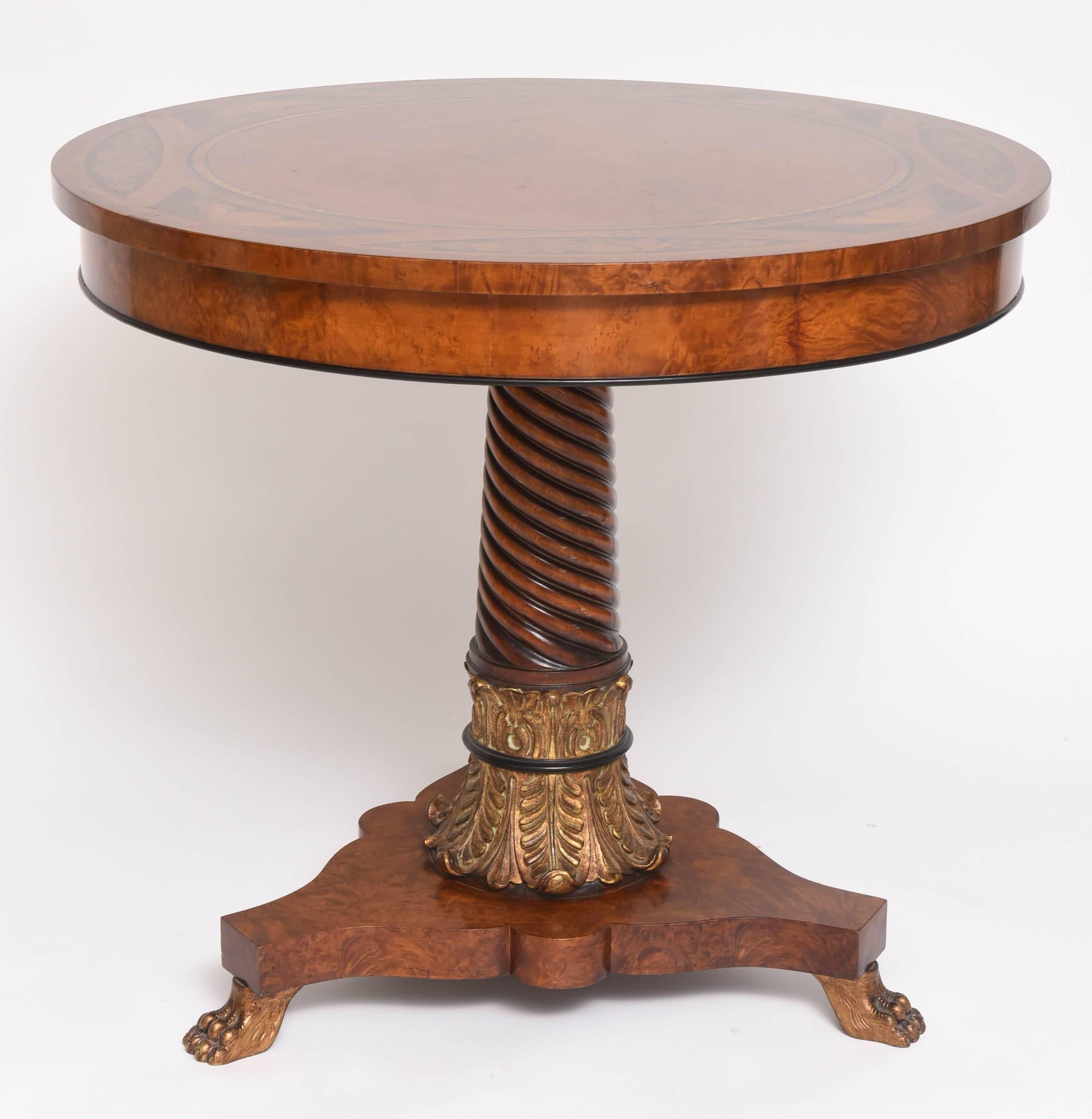 20th Century Neoclassical Style Center Table with Marquetry Top, Rho Mobili D' Epoca, Italy