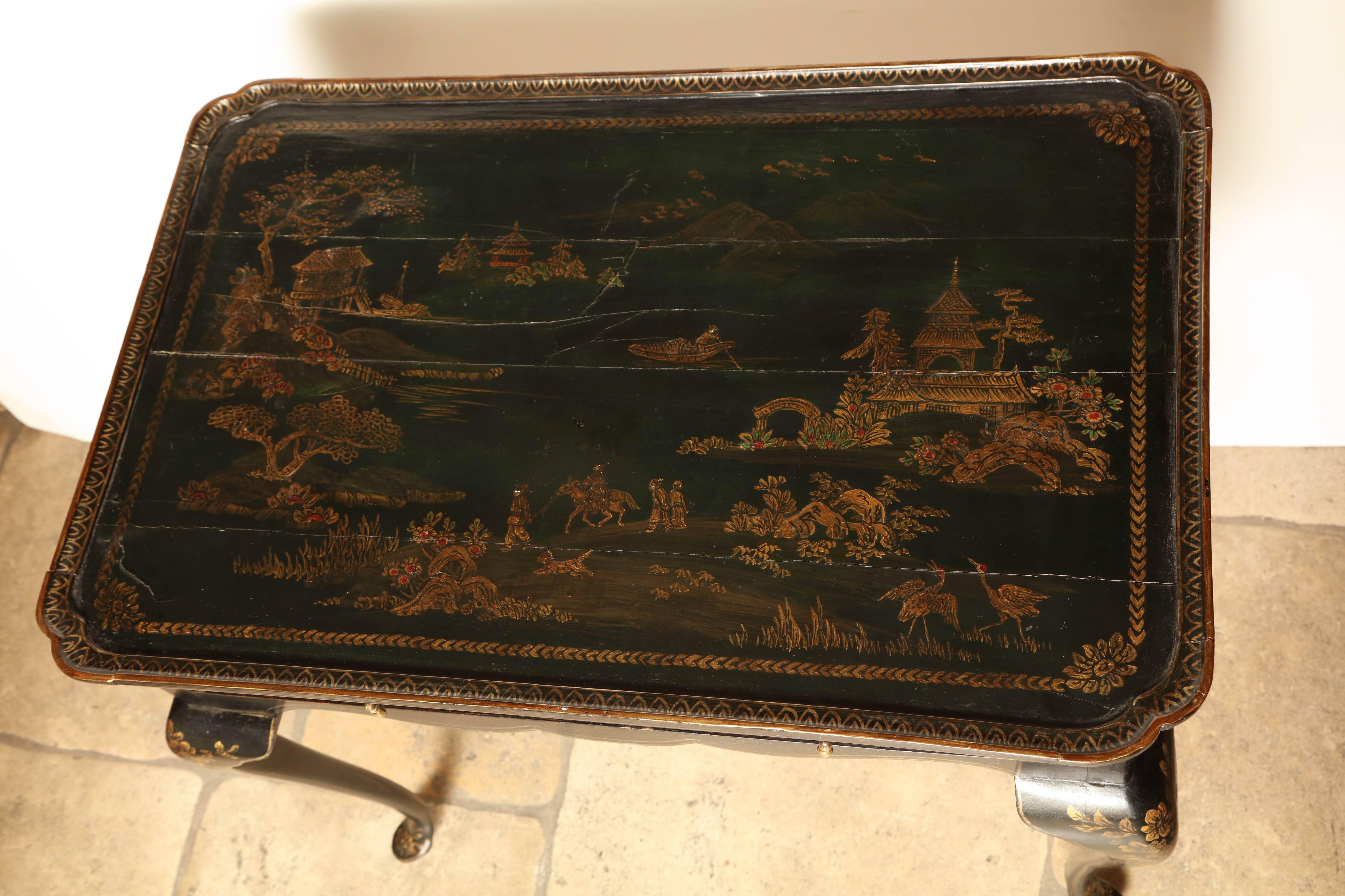 Wood Queen Anne Lacquered Tea Table