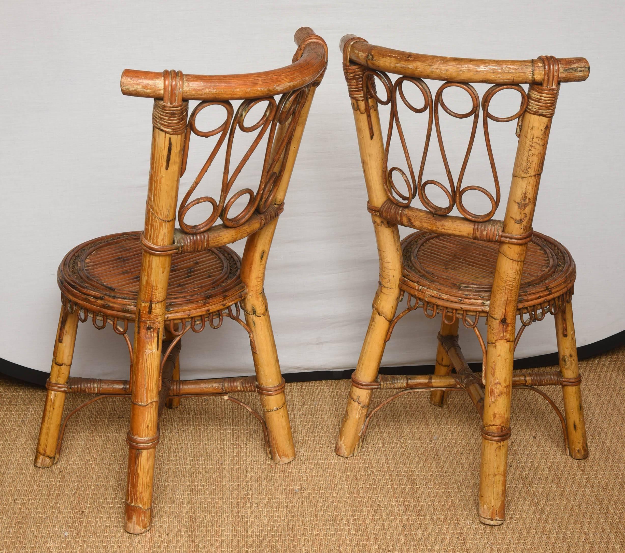 Vintage Pair of Bamboo Italian Chair 4
