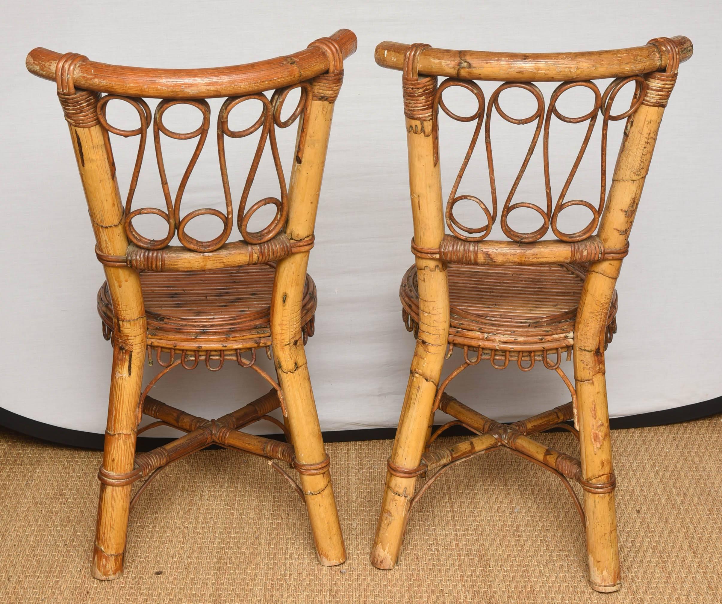 Vintage Pair of Bamboo Italian Chair 5