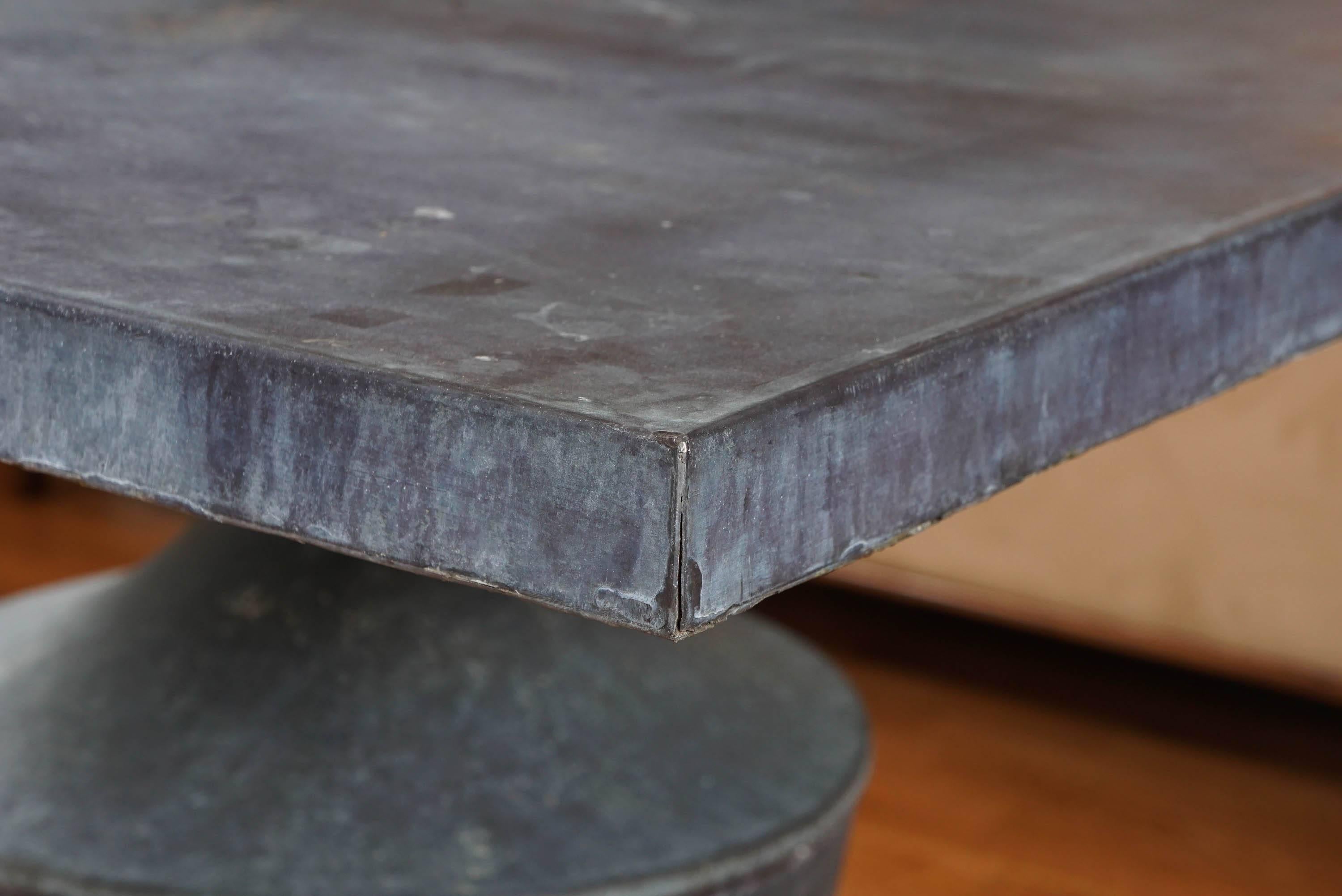 Pedestal Zinc Table In Good Condition In Hudson, NY