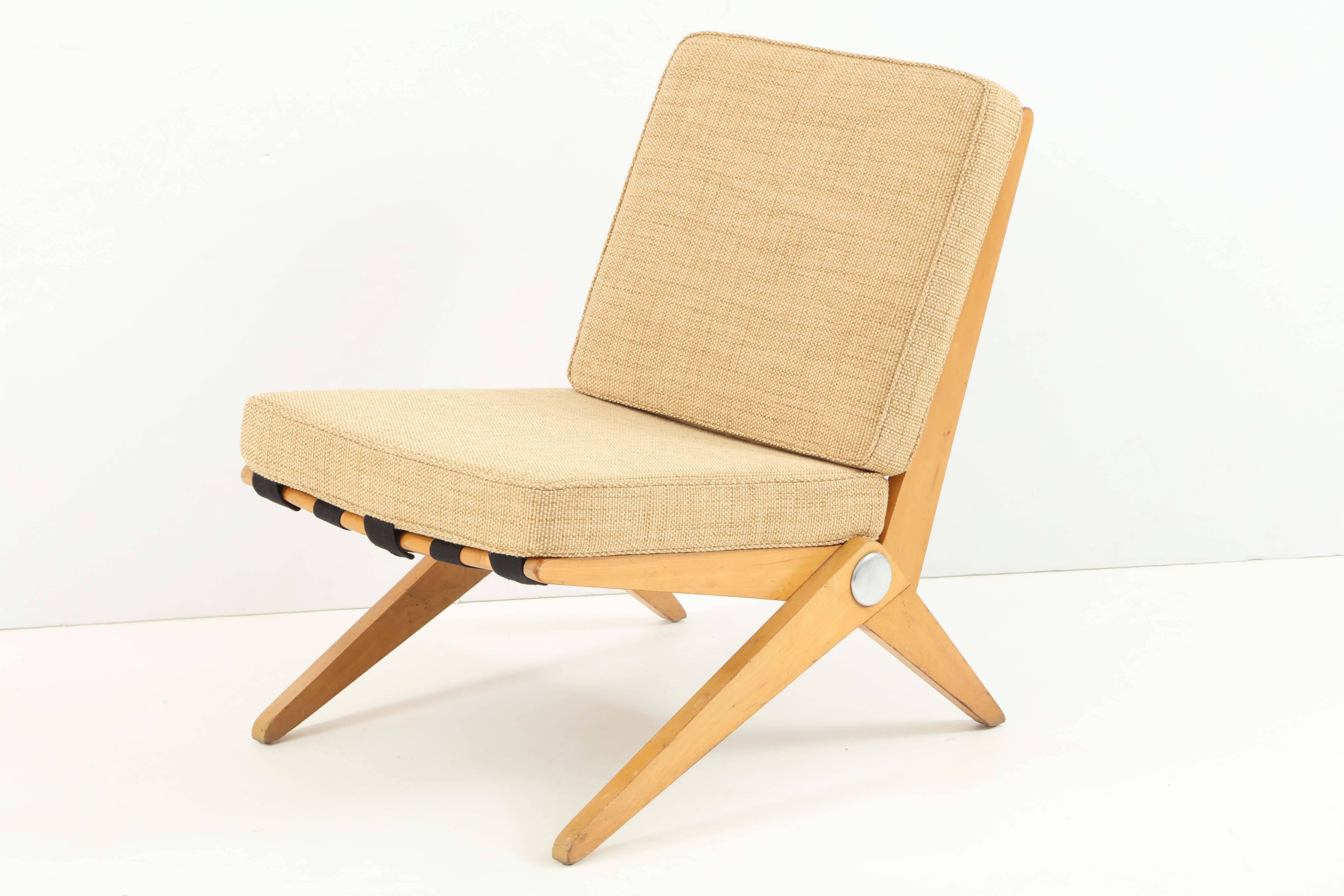 Mid-20th Century Pair of Pierre Jeanneret Scissor Chairs