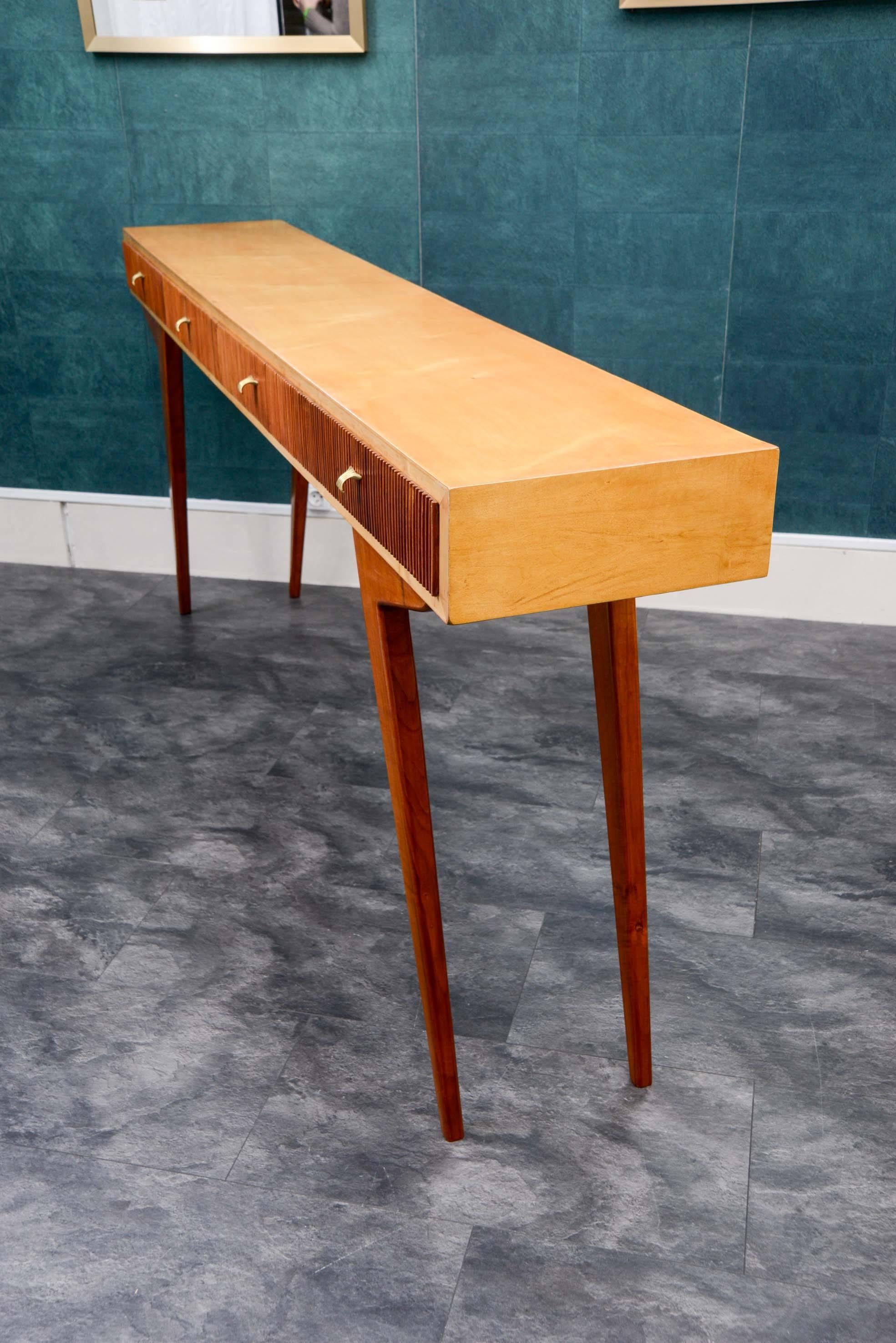 1950s Italian Console with Four Drawers in the Style Osvaldo Borsani For Sale 1