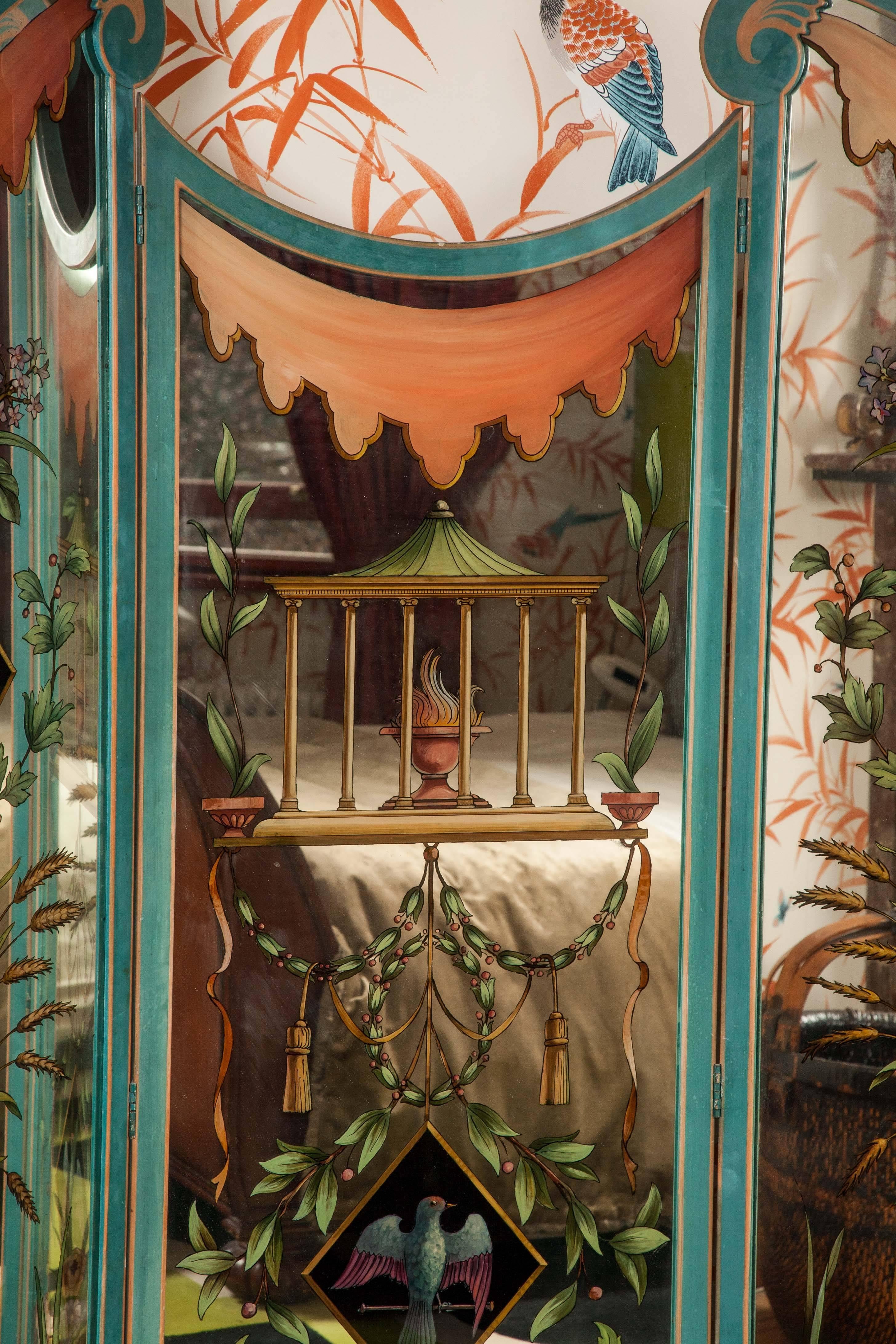 Victorian Three-Part Mirrored Screen For Sale