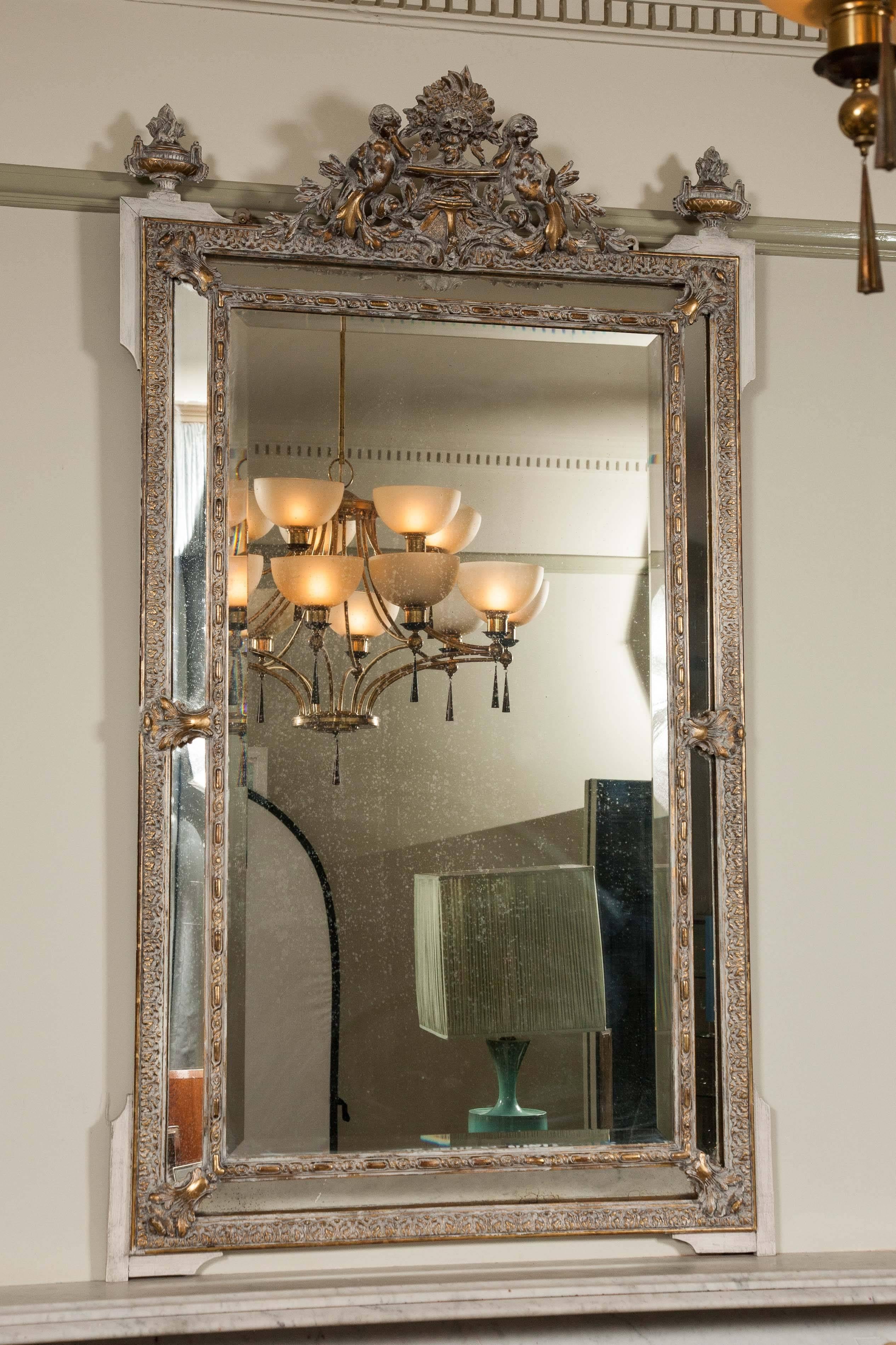 Victorian Pair of Large Ornate Mirrors with Detailed Frame  For Sale