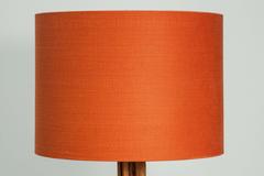 Wooden Standing Lamp with Modern Orange Silk Shade