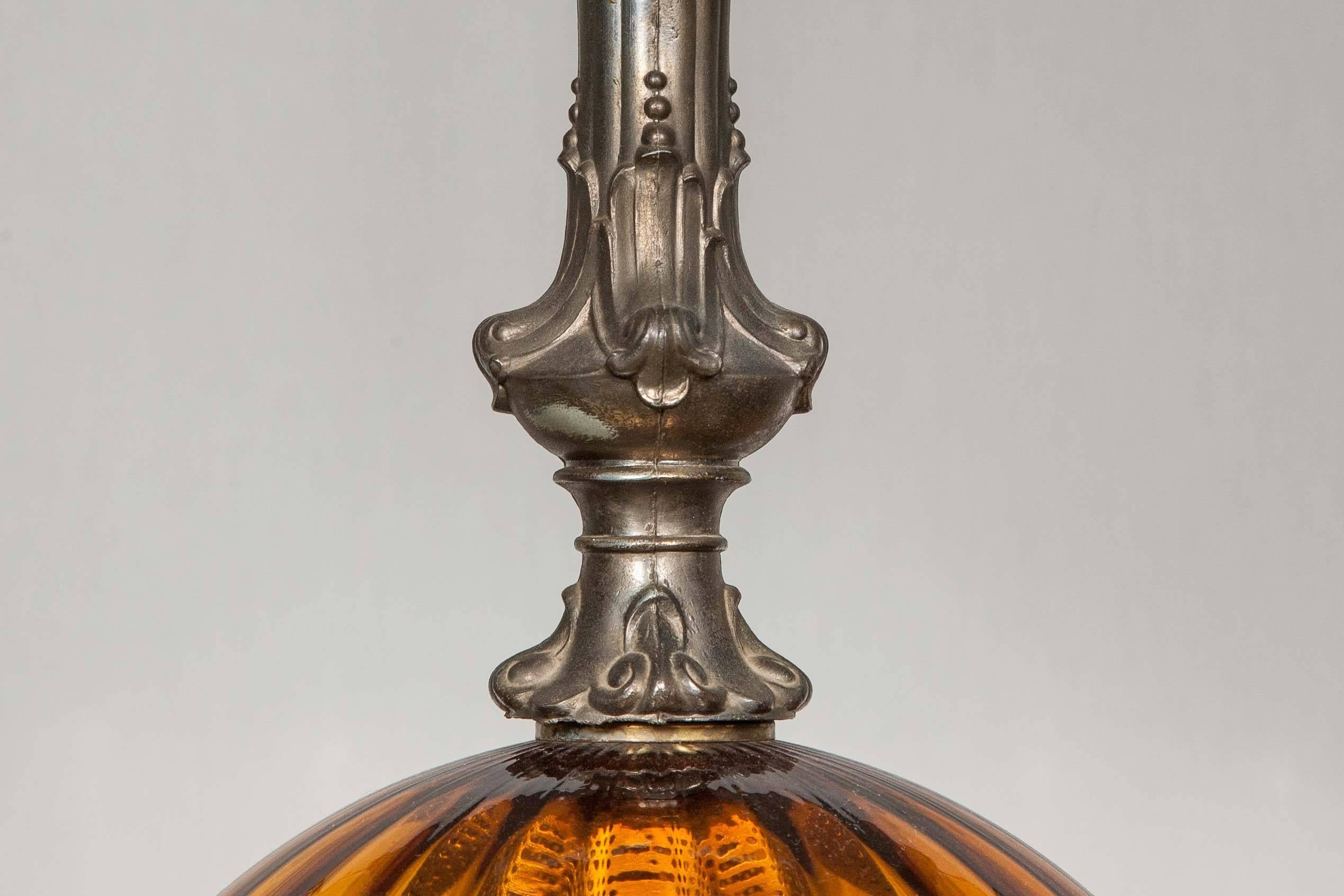 blue glass lamp base