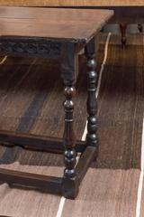 Narrow English Oak Side Table with Carved Apron, circa 1770