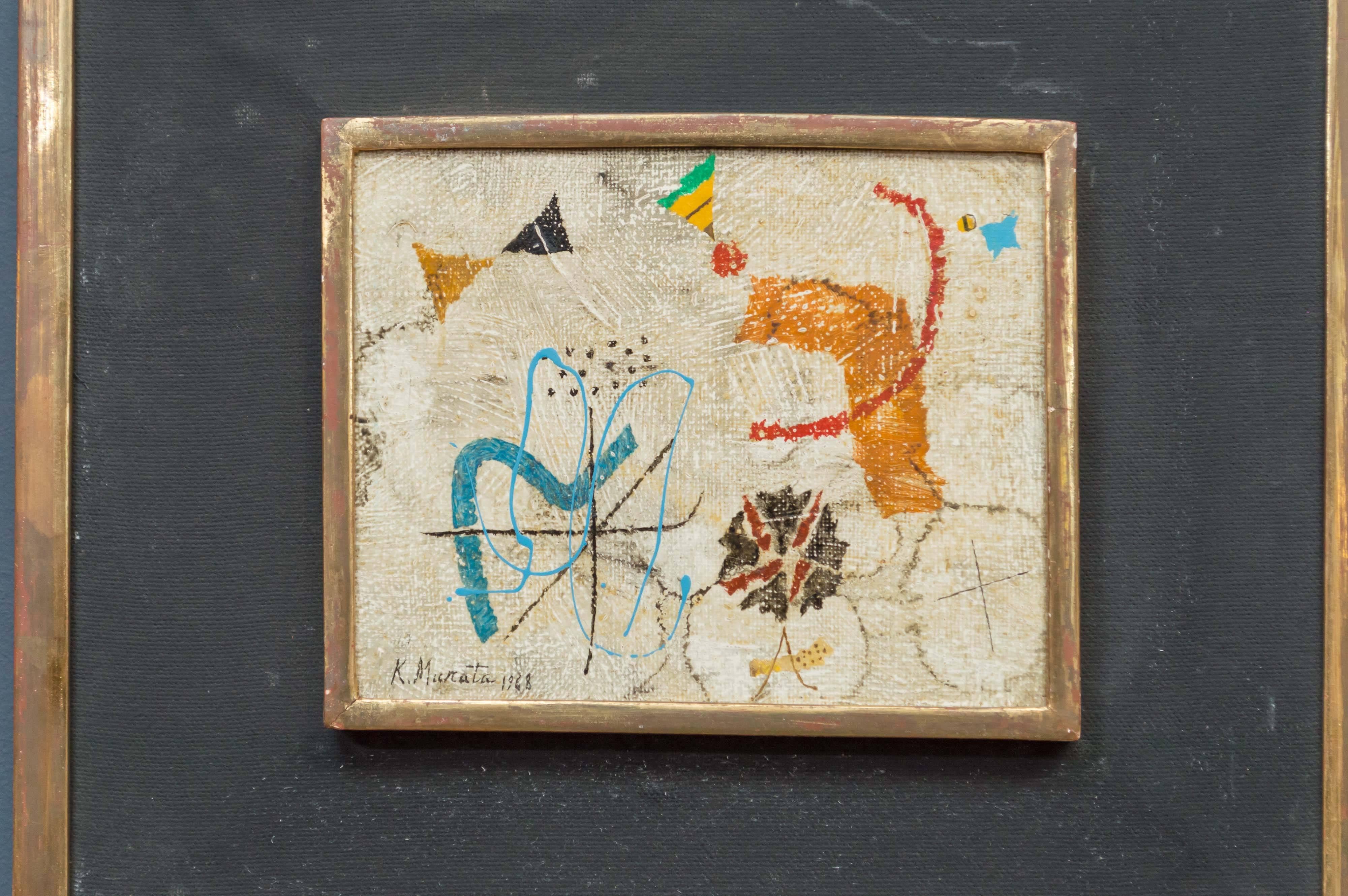 Wonderful painting by Japanese artist Kishio Murata, 1968.
Playful and modern and in excellent condition original frame and mounting.
