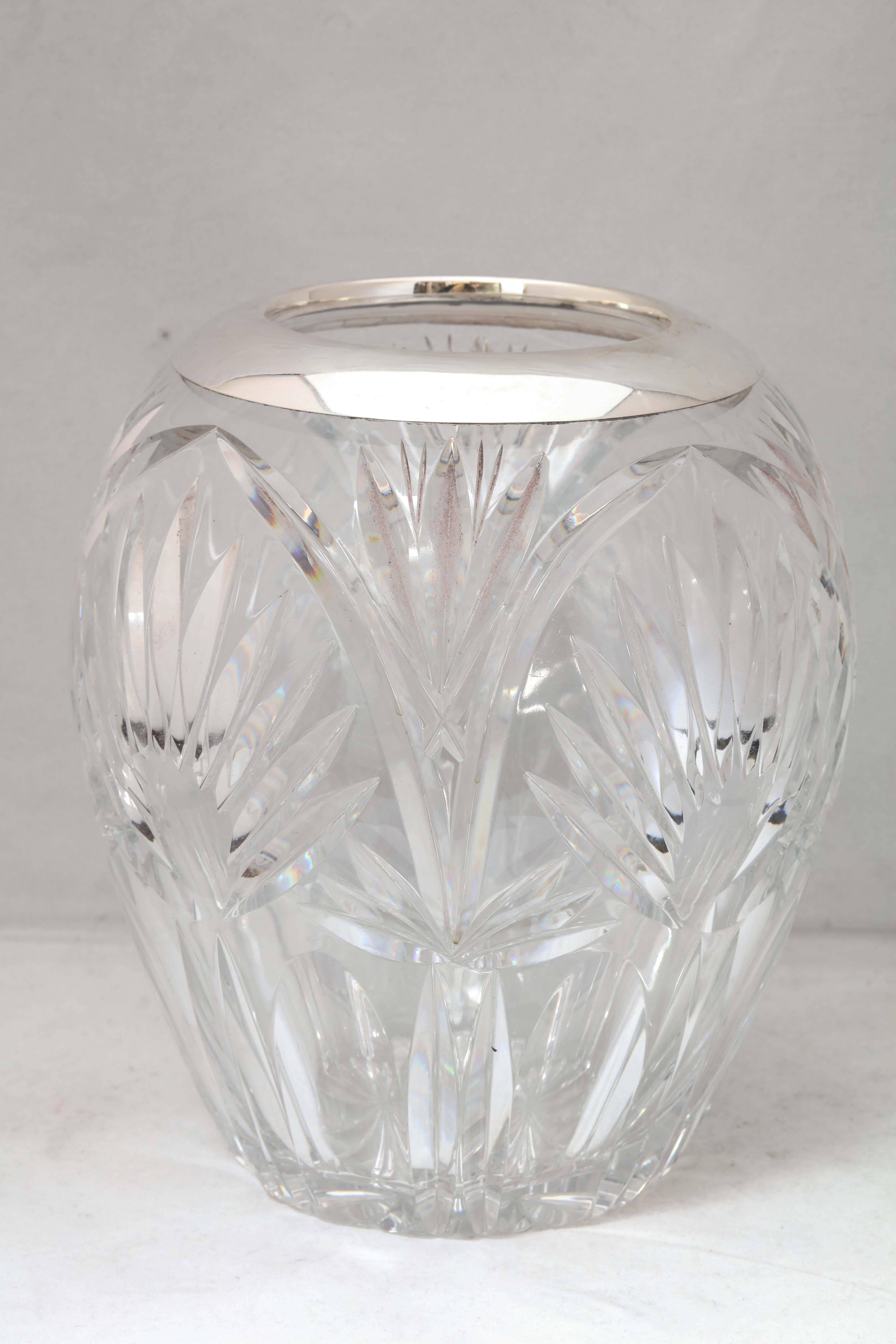 Art Deco Sterling Silver-Mounted Cut Crystal Vase 3