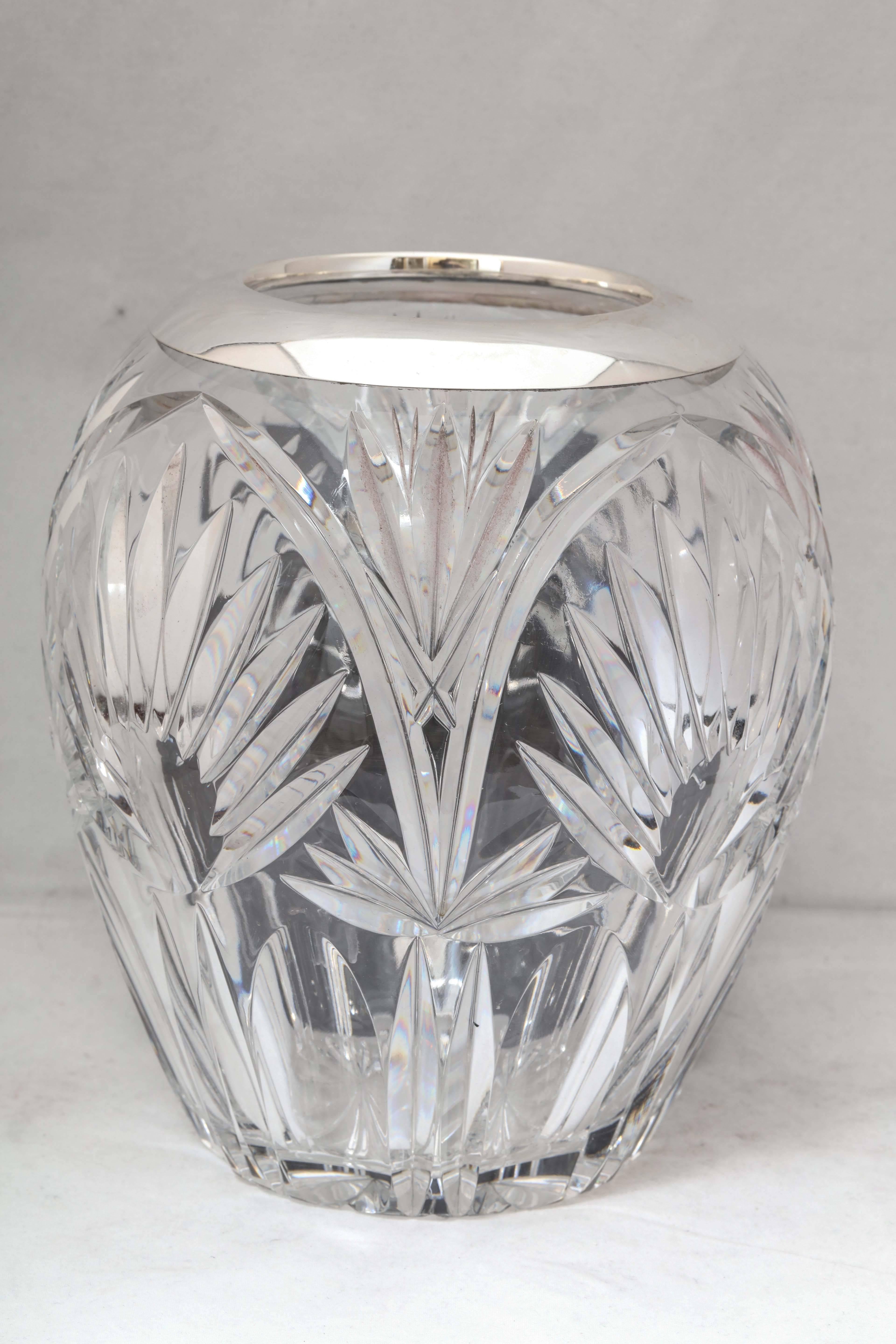Art Deco Sterling Silver-Mounted Cut Crystal Vase 4