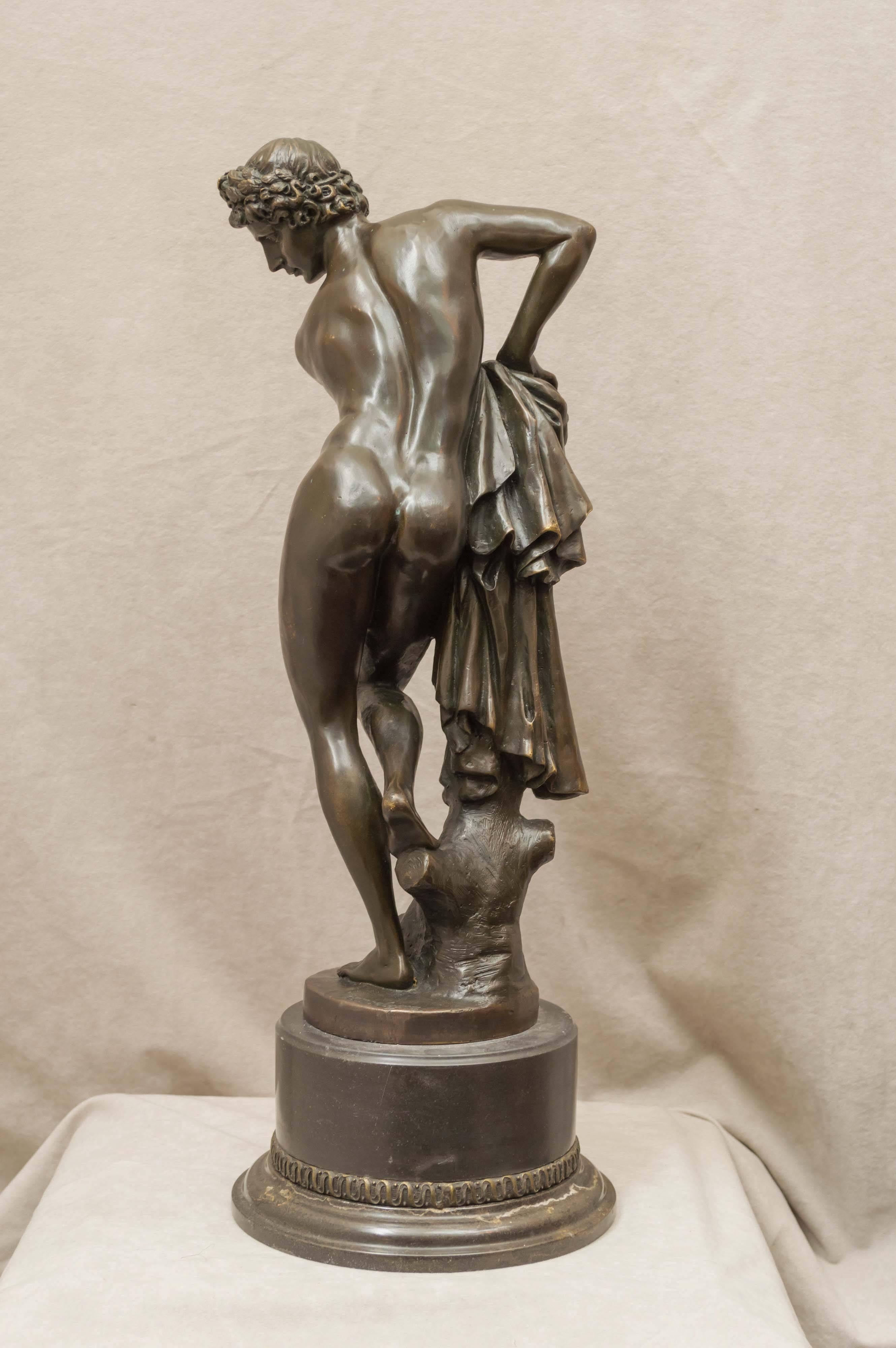 20th Century Large Bronze Figure of a Male Nude, Artist Signed