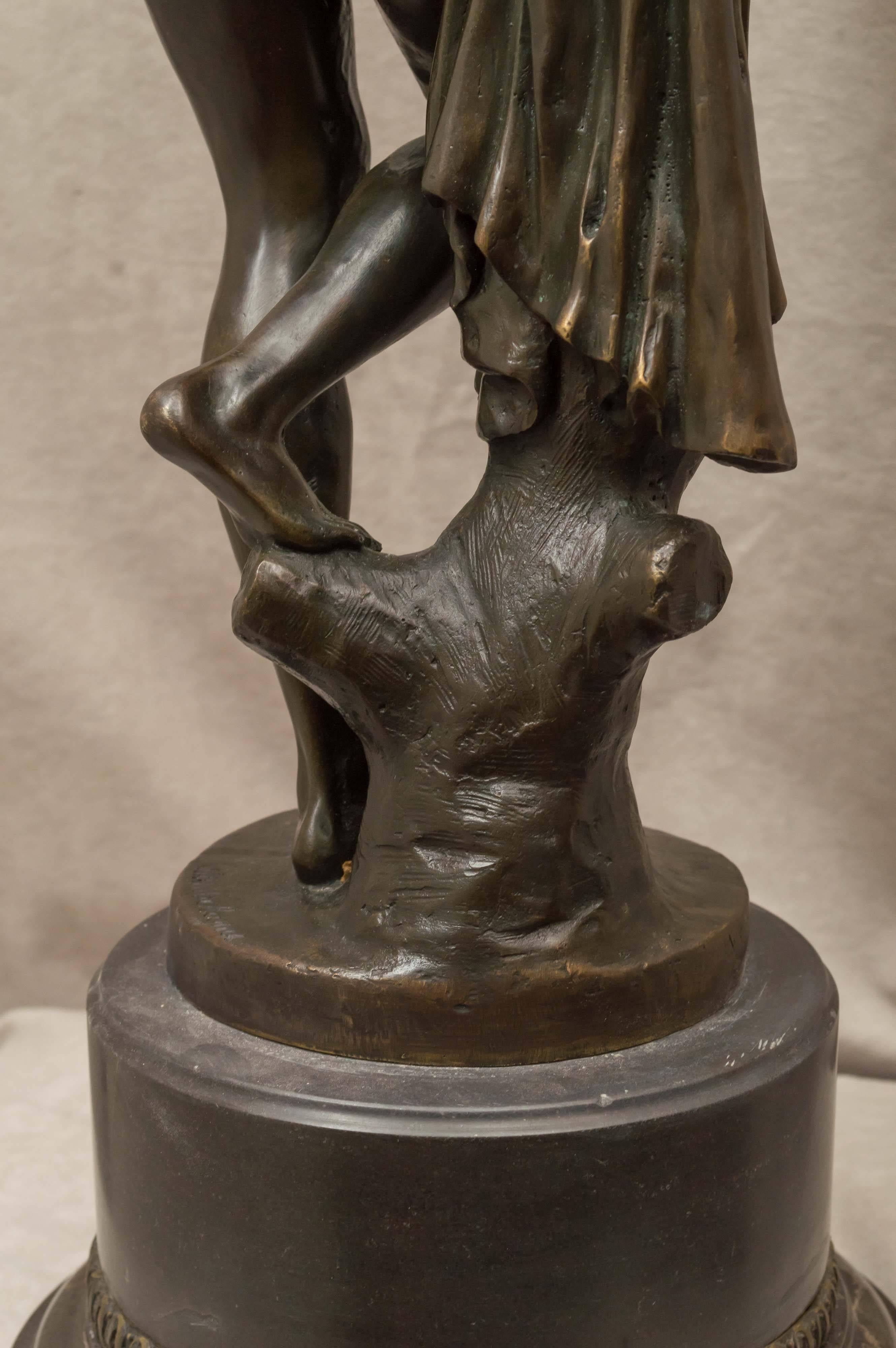 Large Bronze Figure of a Male Nude, Artist Signed 2