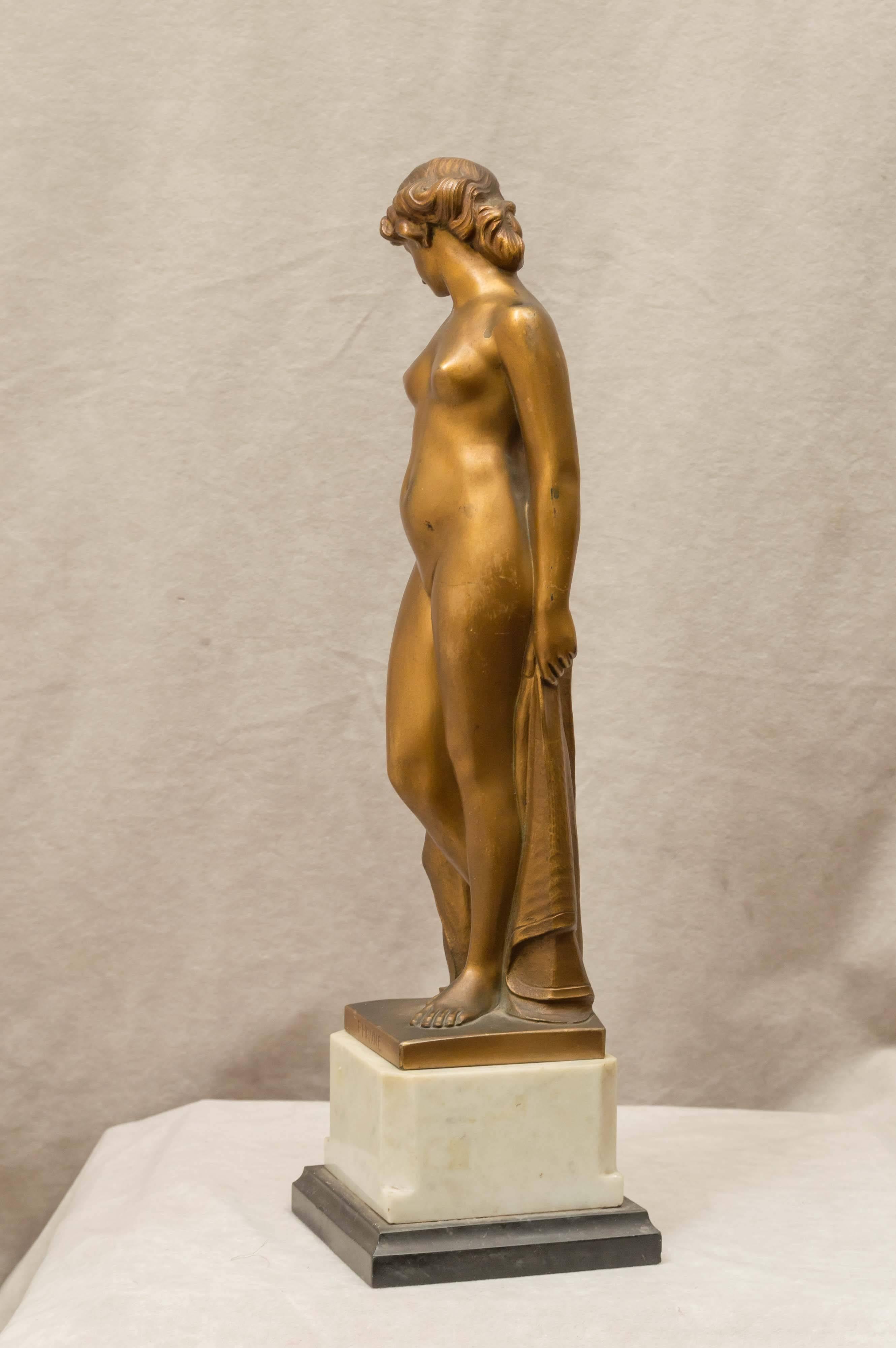 Bronze Art Deco Figure of a Nude, Artist Signed, 