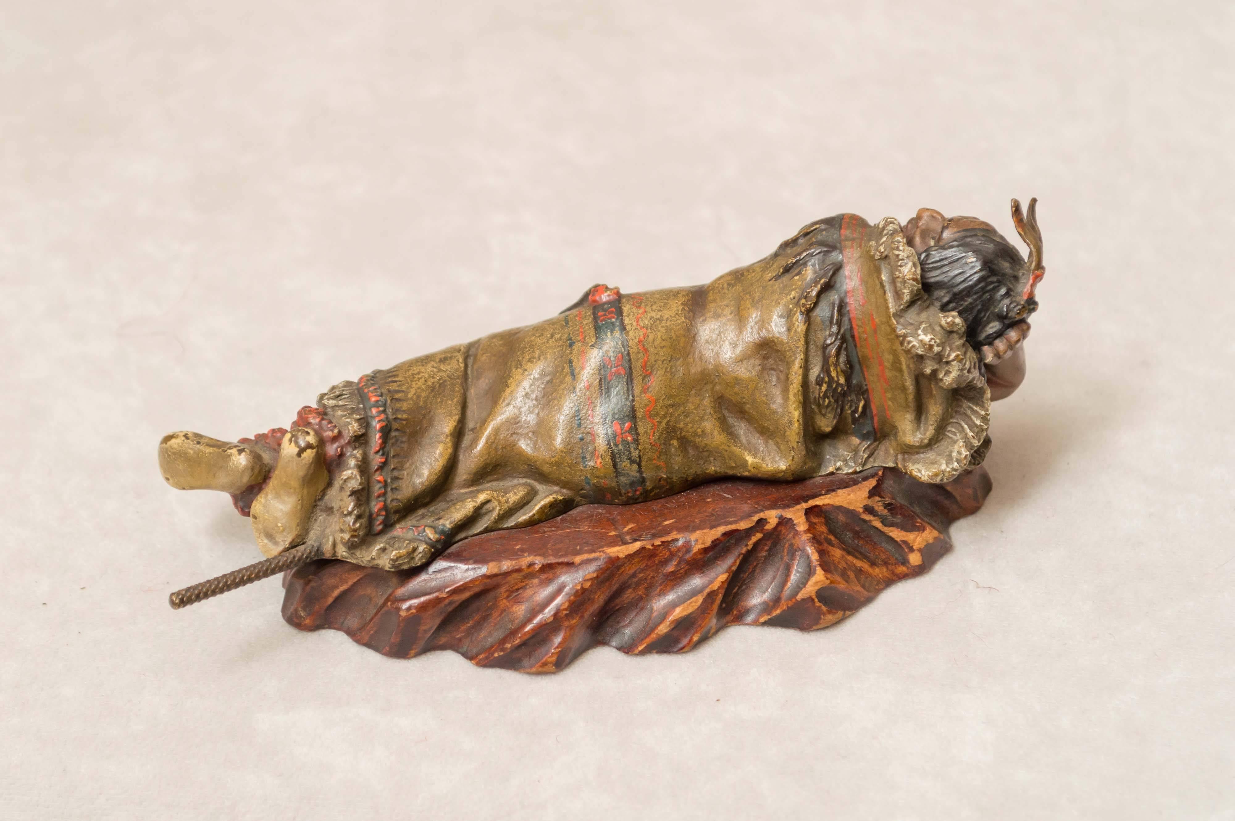 Anglo-Indian Austrian Polychrome Bronze of an Indian by the Bergmann Foundry ca. 1915