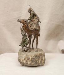Vienna Bronze Group/Arabs and Camel on Stone, Signed Bergmann