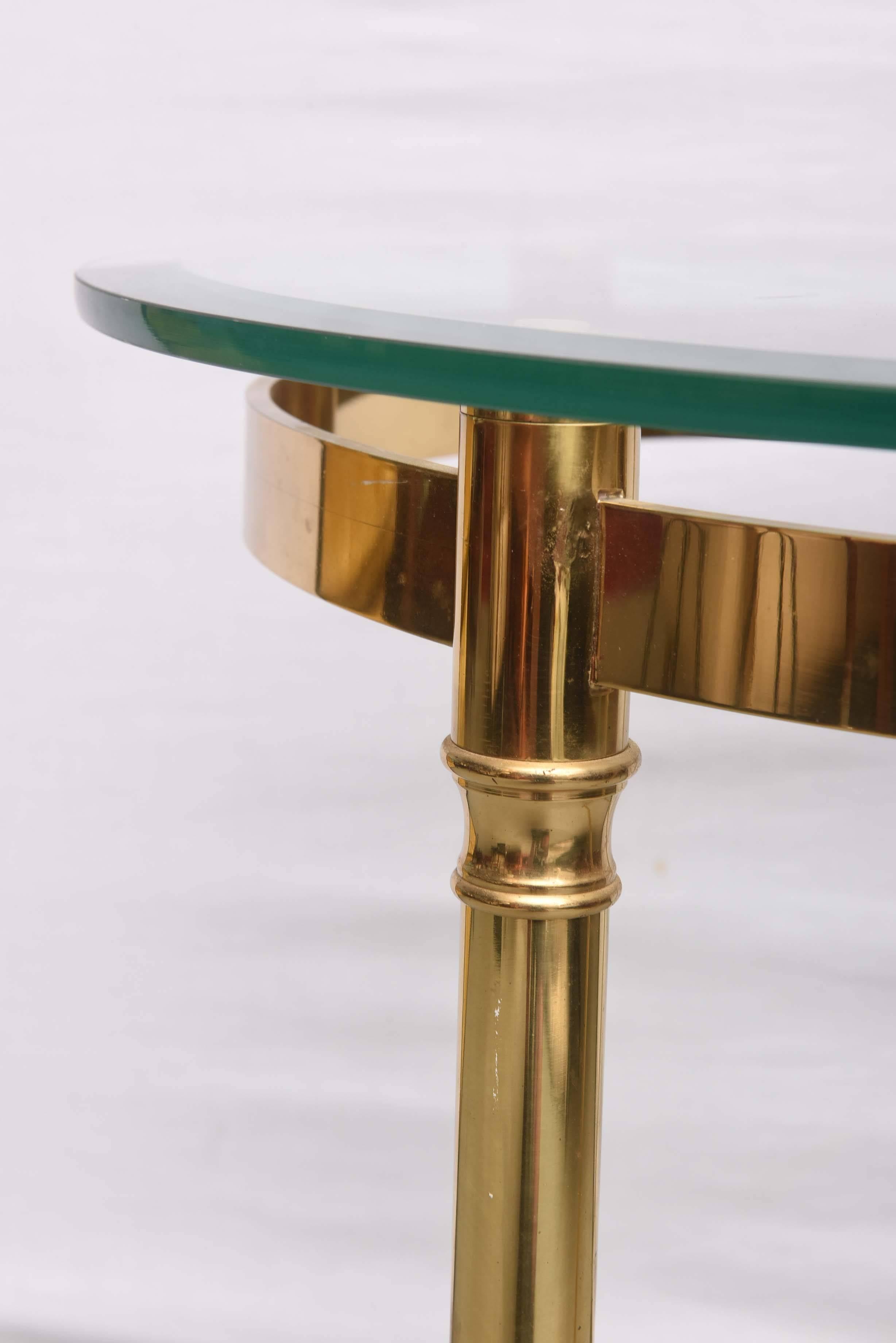 French La Barge Brass and Glass End Table, 1970, France