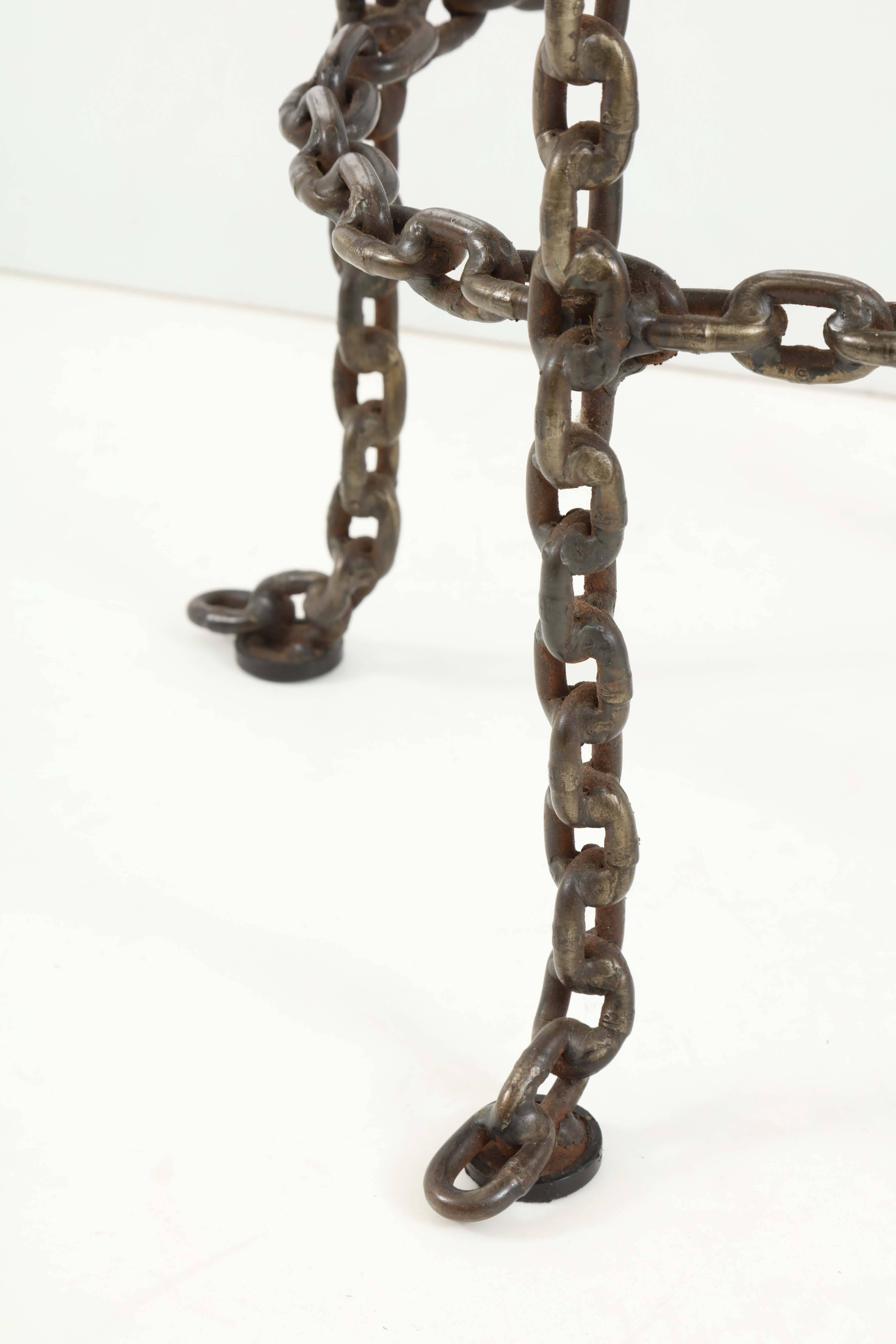 Mid-20th Century Set of Three Handmade Chain Link Barstools For Sale