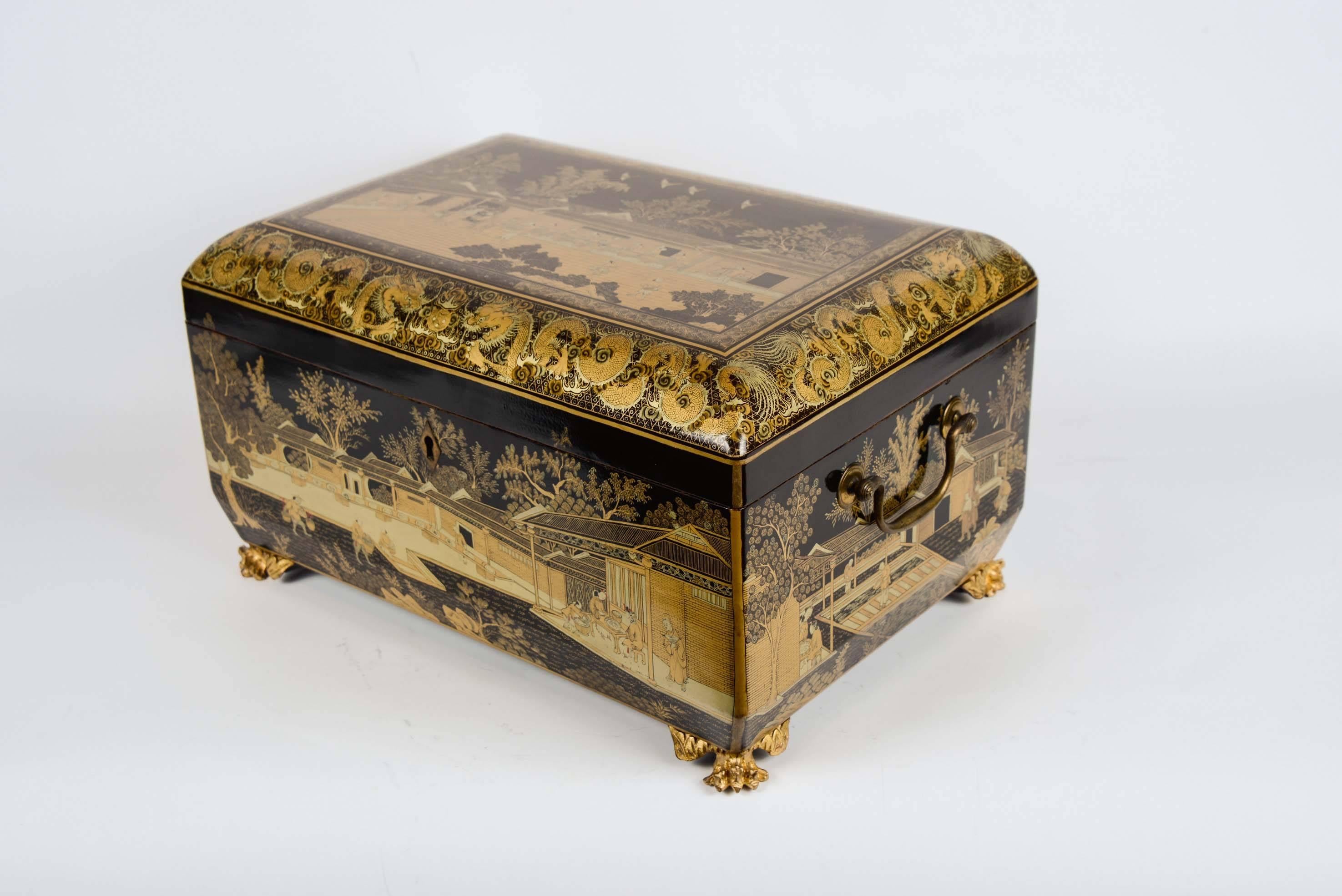 19th Century China Trade Lacquered Box  1