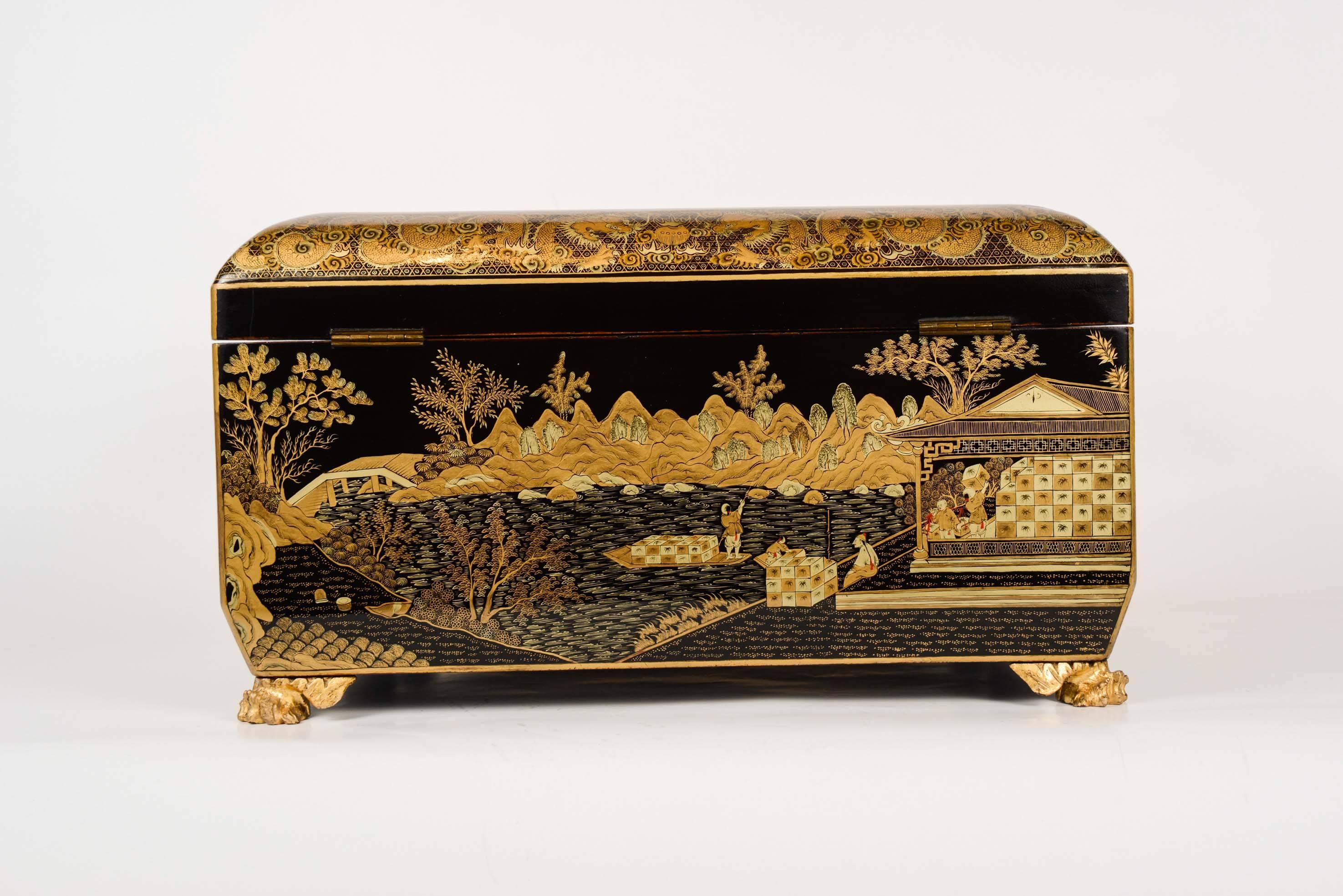 19th Century China Trade Lacquered Box  4
