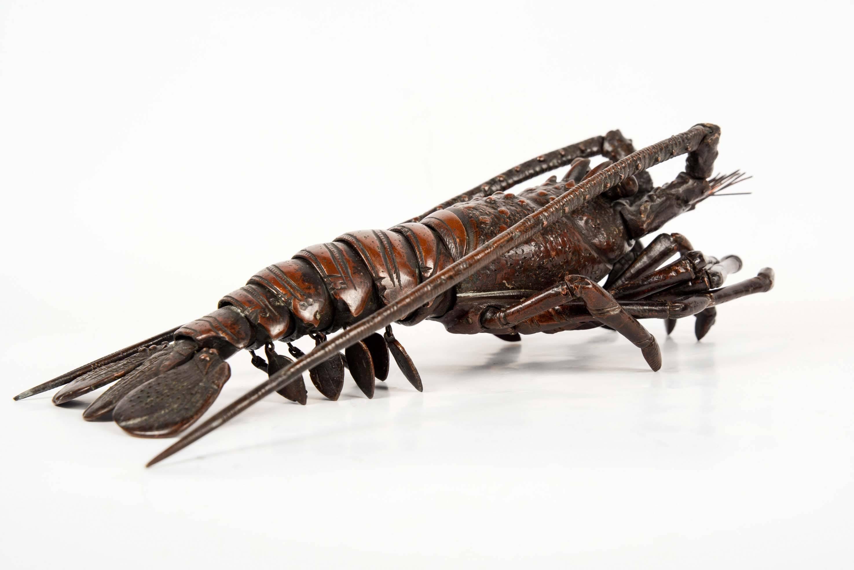 fully articulated bronze lobster