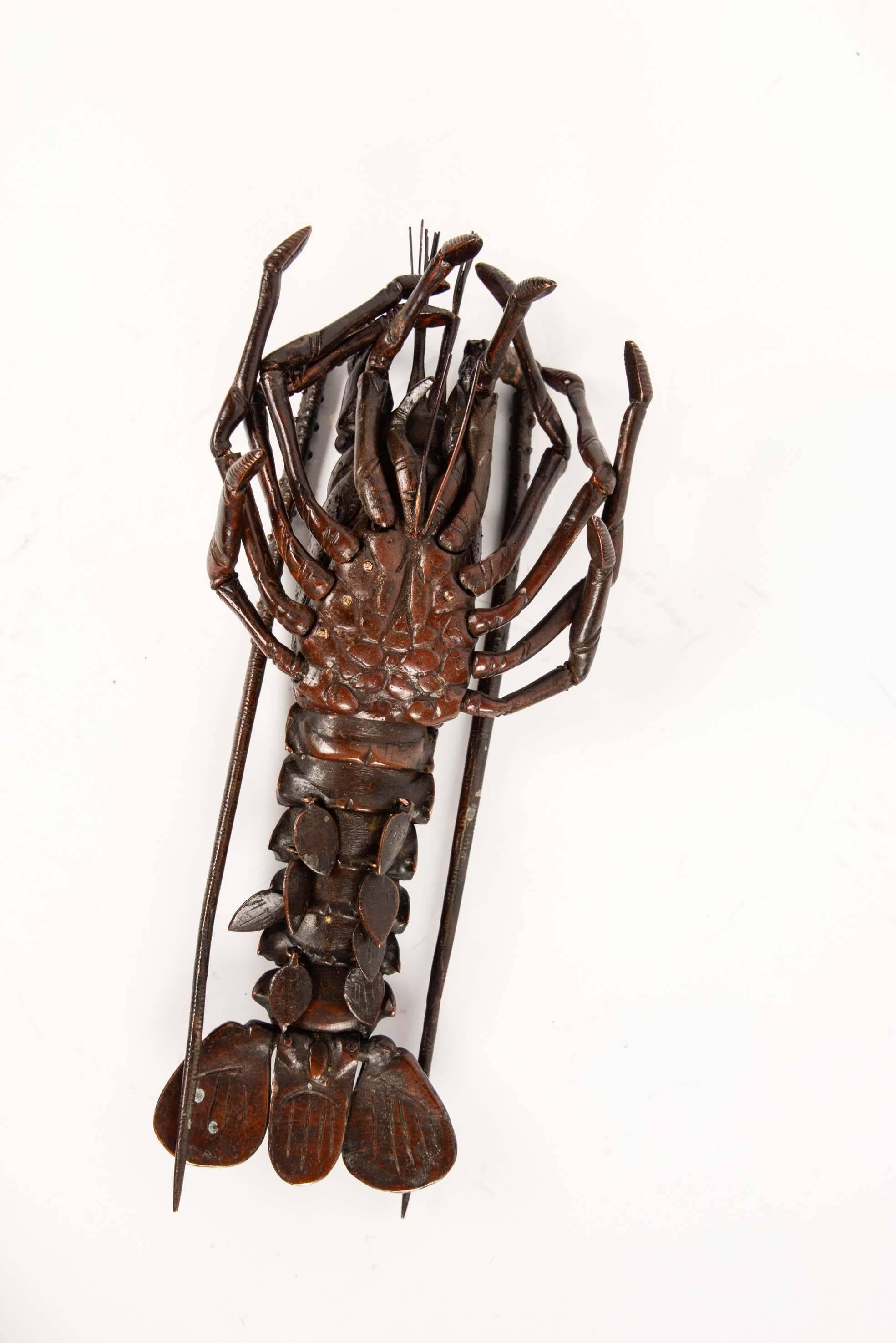 19th Meiji Japanese Articulated Bronze Spiny Lobster (Sculpture Jizai) In Excellent Condition In Paris, FR