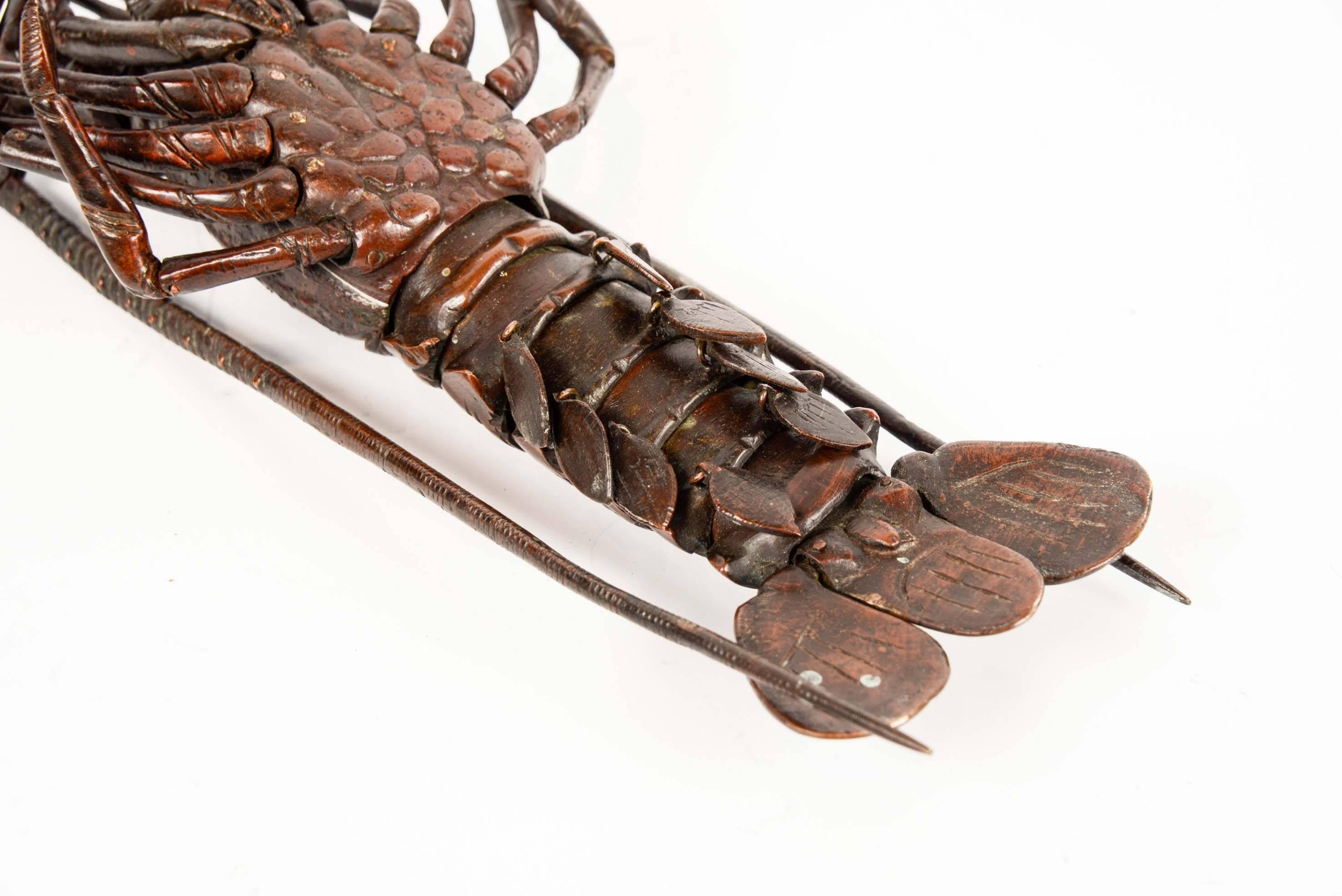 Late 19th Century 19th Meiji Japanese Articulated Bronze Spiny Lobster (Sculpture Jizai)