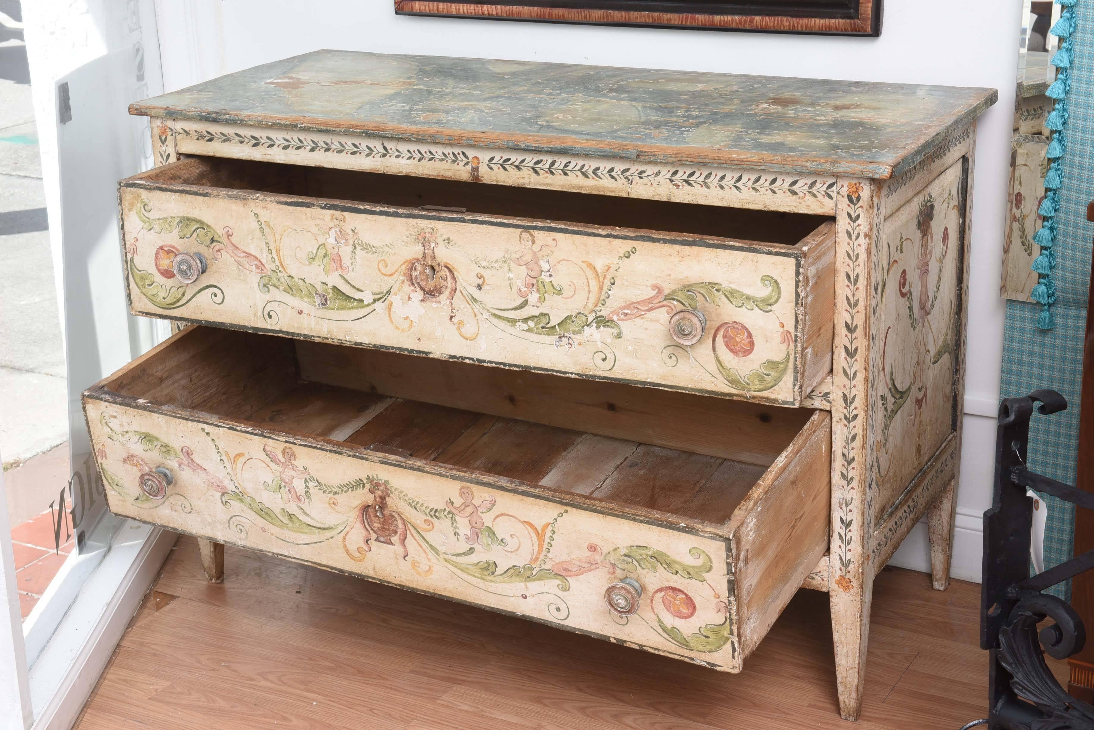 Superb 19th Century Two-Drawer Painted Commode 3